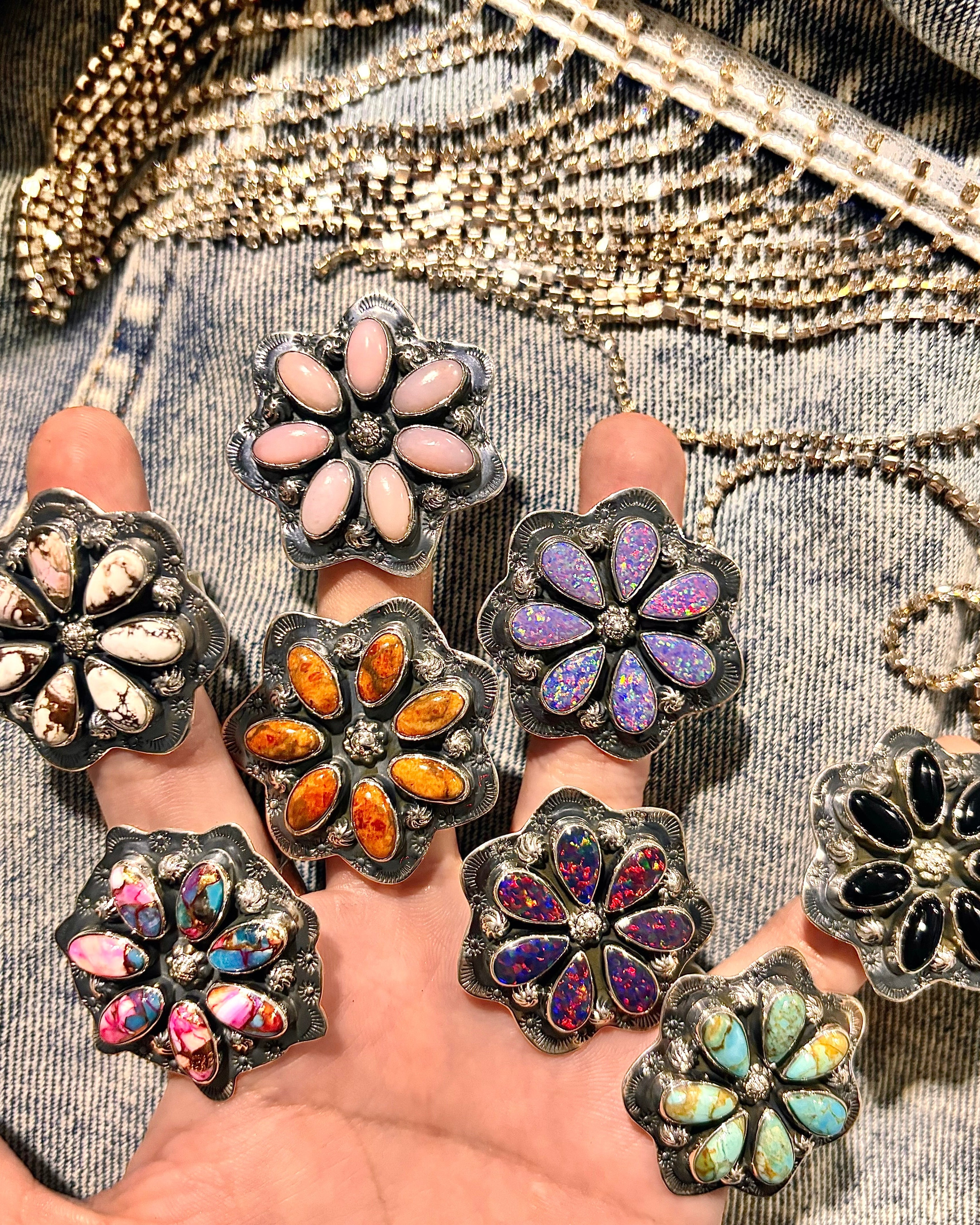 Cute Stamped Stone Flower Ring | Krush Exclusive-Cluster Rings-Krush Kandy, Women's Online Fashion Boutique Located in Phoenix, Arizona (Scottsdale Area)