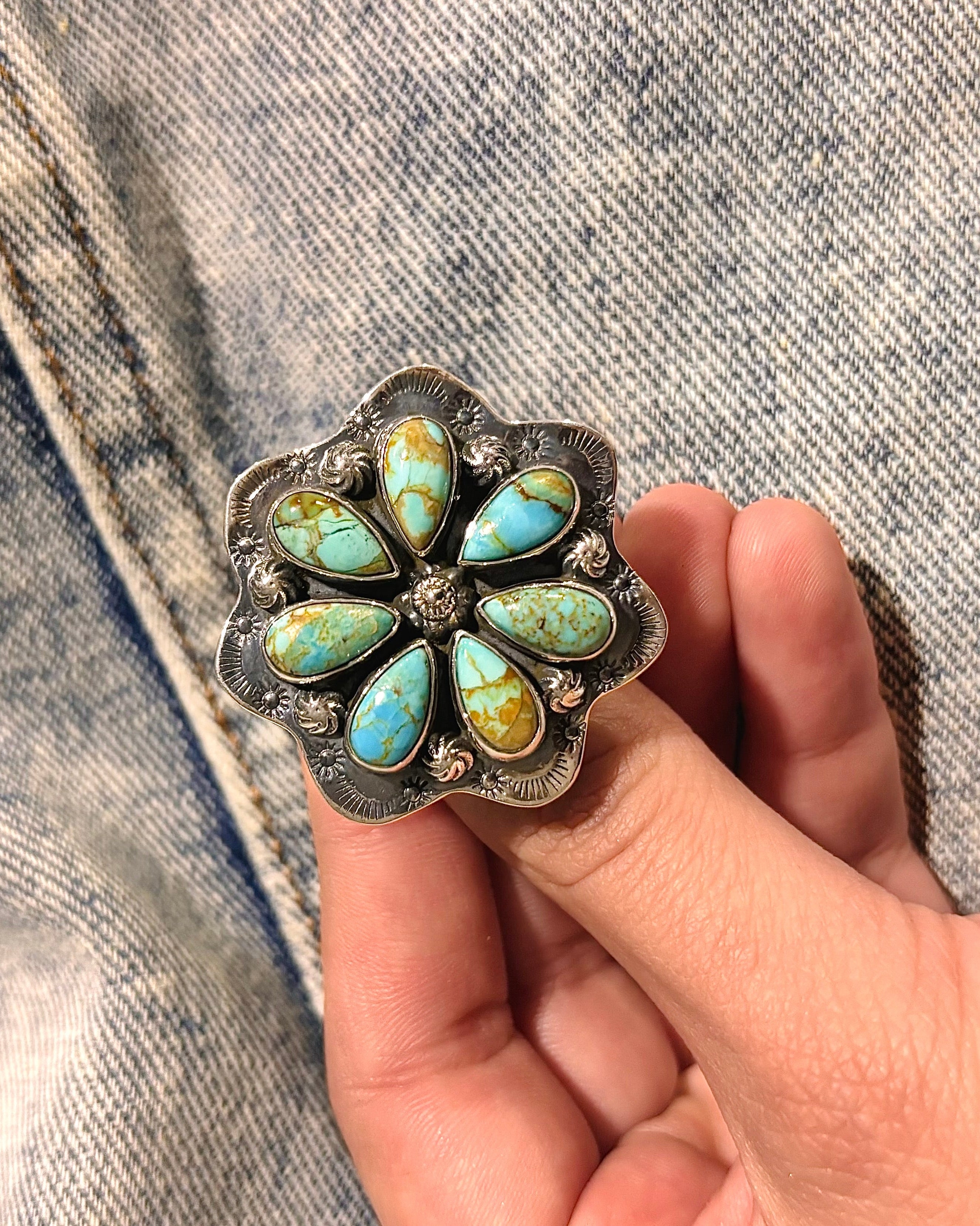 Cute Stamped Stone Flower Ring | Krush Exclusive-Cluster Rings-Krush Kandy, Women's Online Fashion Boutique Located in Phoenix, Arizona (Scottsdale Area)