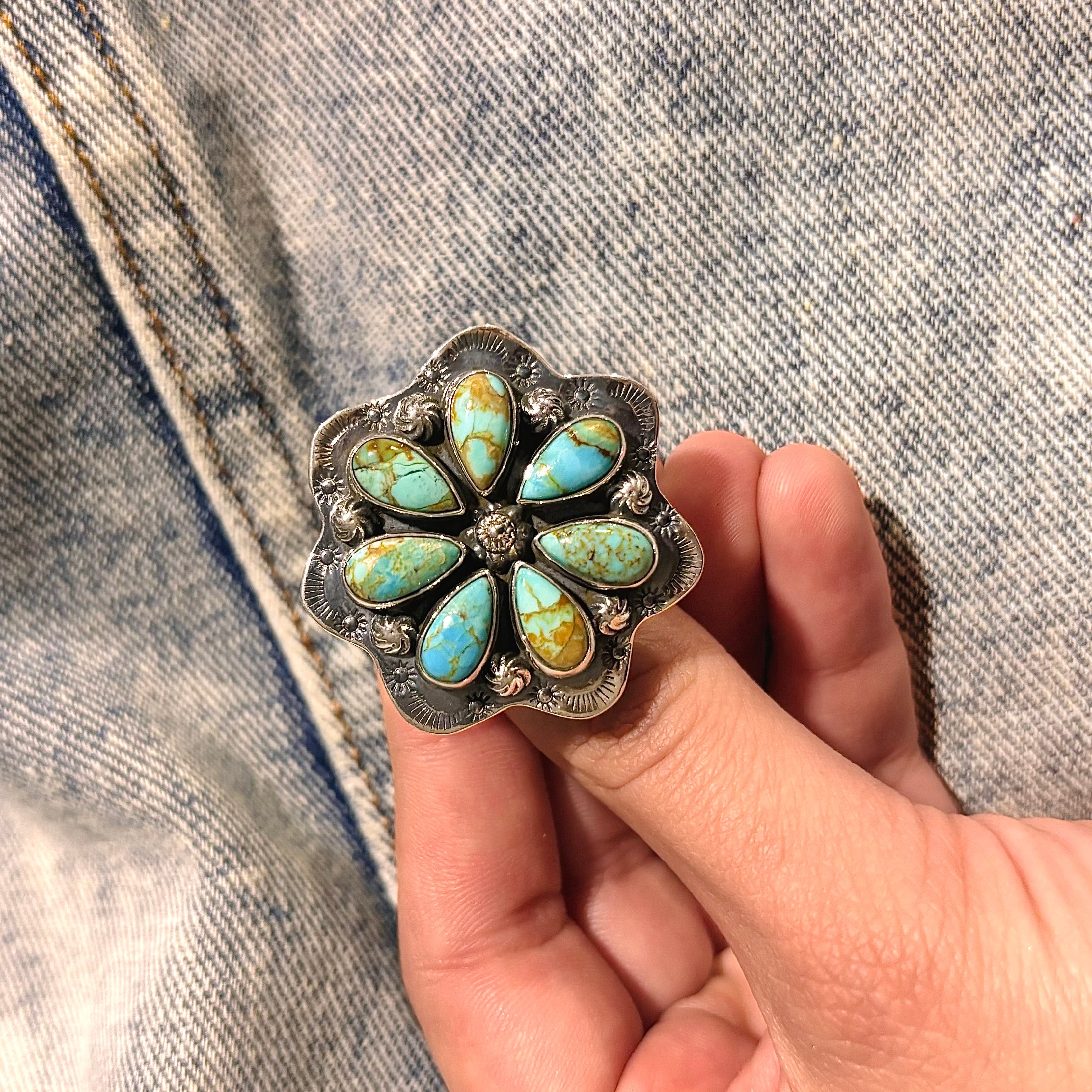 Cute Stamped Stone Flower Ring | Krush Exclusive-Cluster Rings-Krush Kandy, Women's Online Fashion Boutique Located in Phoenix, Arizona (Scottsdale Area)