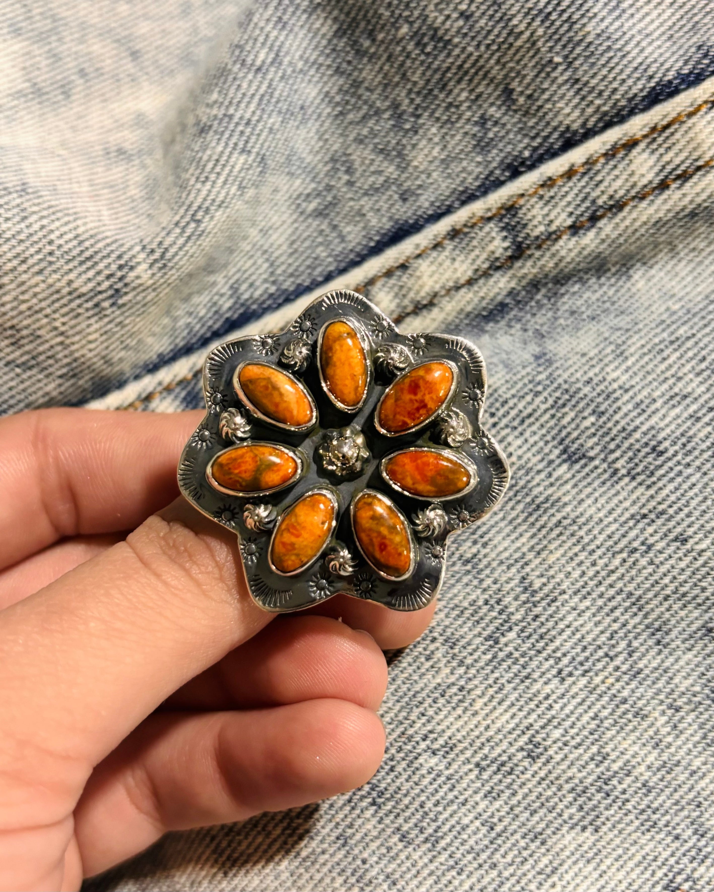 Cute Stamped Stone Flower Ring | Krush Exclusive-Cluster Rings-Krush Kandy, Women's Online Fashion Boutique Located in Phoenix, Arizona (Scottsdale Area)