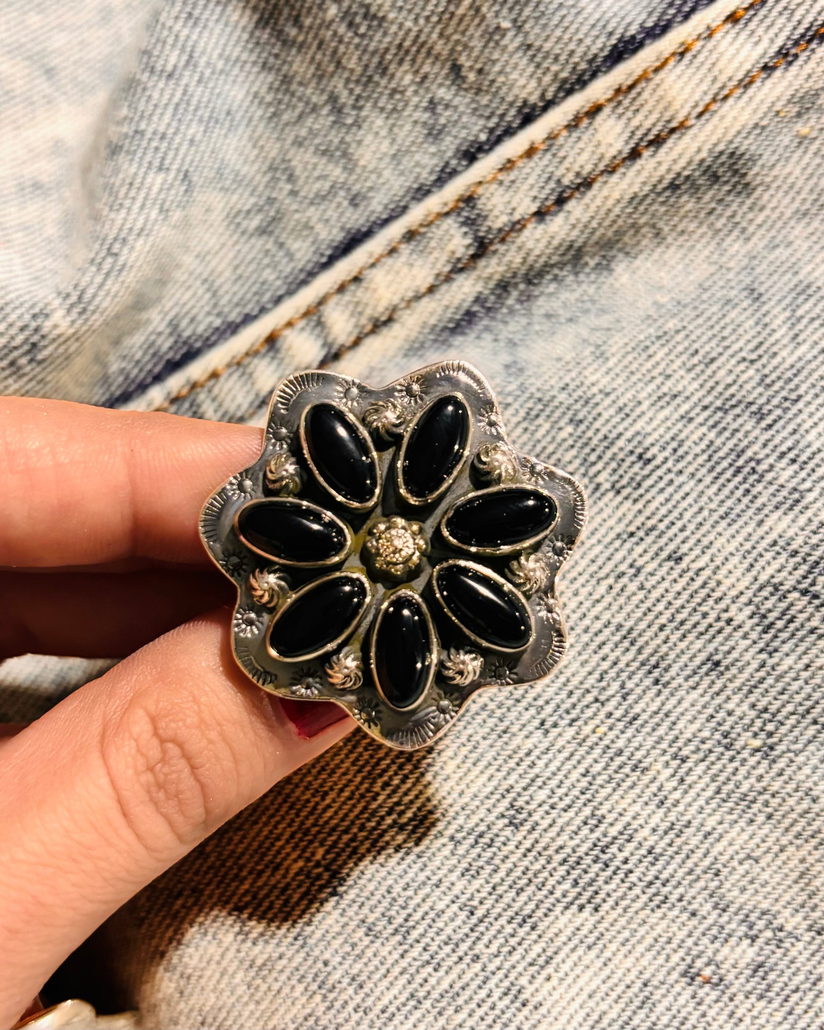 Cute Stamped Stone Flower Ring | Krush Exclusive-Cluster Rings-Krush Kandy, Women's Online Fashion Boutique Located in Phoenix, Arizona (Scottsdale Area)