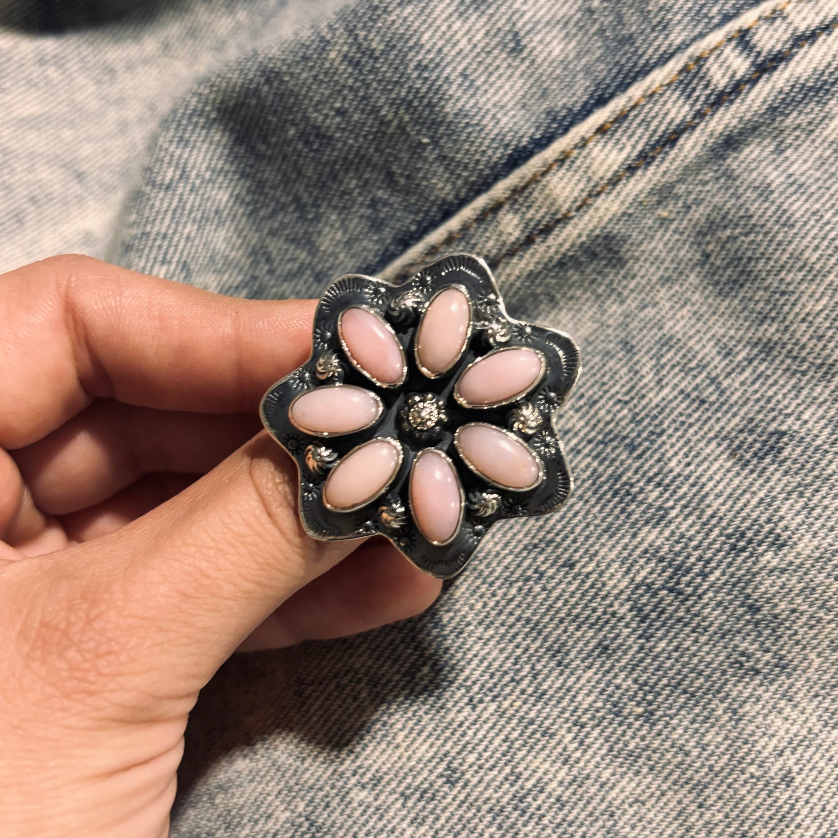 Cute Stamped Stone Flower Ring | Krush Exclusive-Cluster Rings-Krush Kandy, Women's Online Fashion Boutique Located in Phoenix, Arizona (Scottsdale Area)