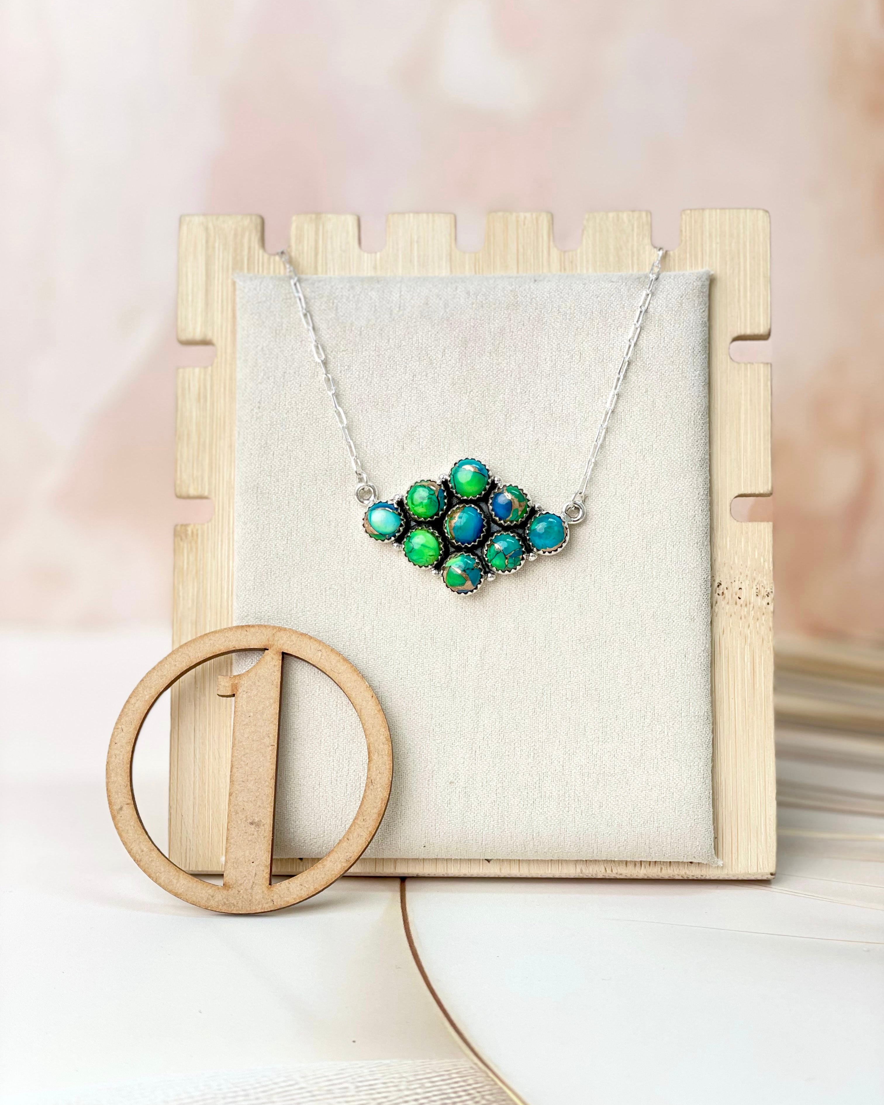 Peacock Dahlia Bar Necklaces-Necklaces-Krush Kandy, Women's Online Fashion Boutique Located in Phoenix, Arizona (Scottsdale Area)