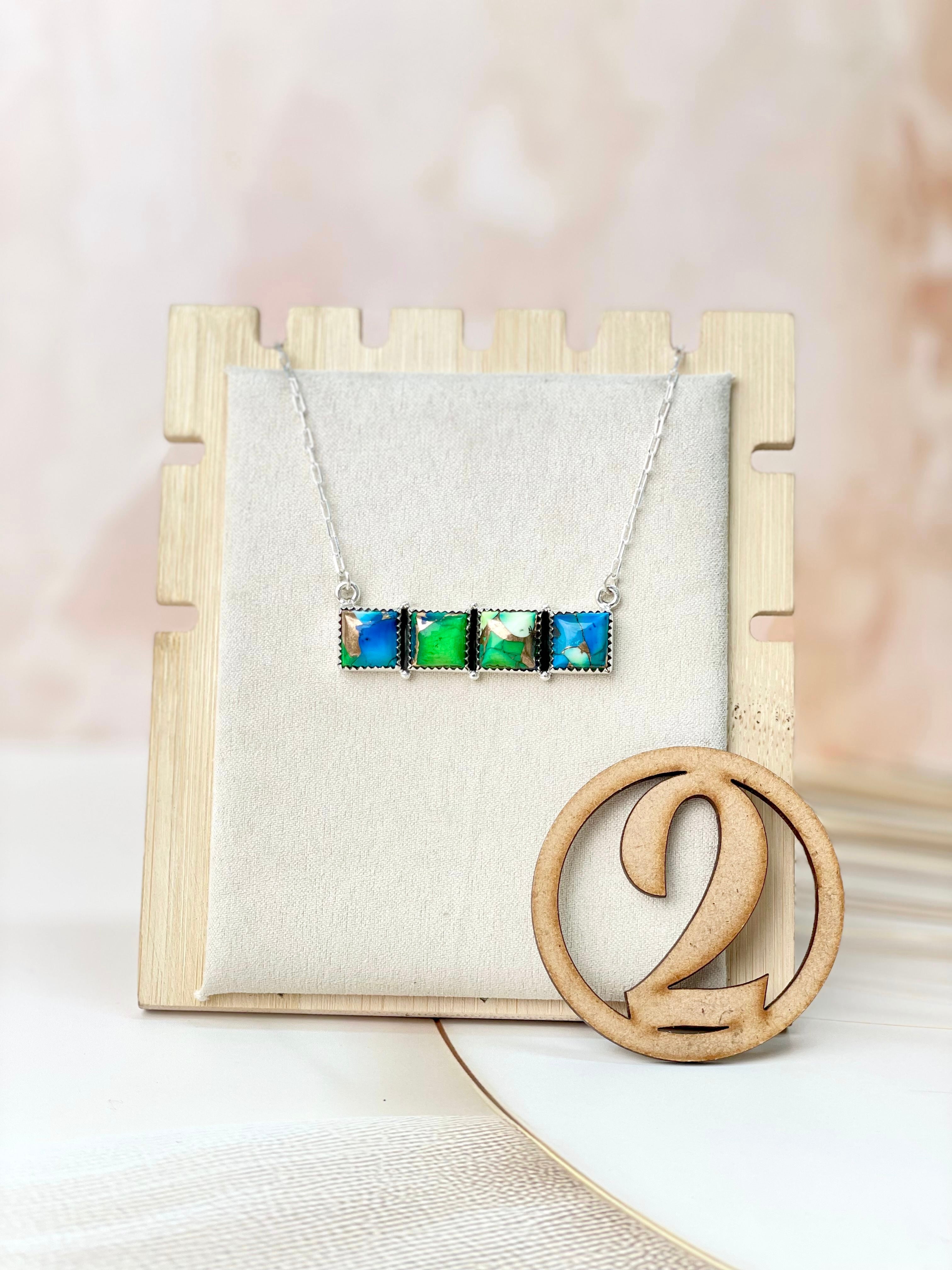 Peacock Dahlia Bar Necklaces-Necklaces-Krush Kandy, Women's Online Fashion Boutique Located in Phoenix, Arizona (Scottsdale Area)