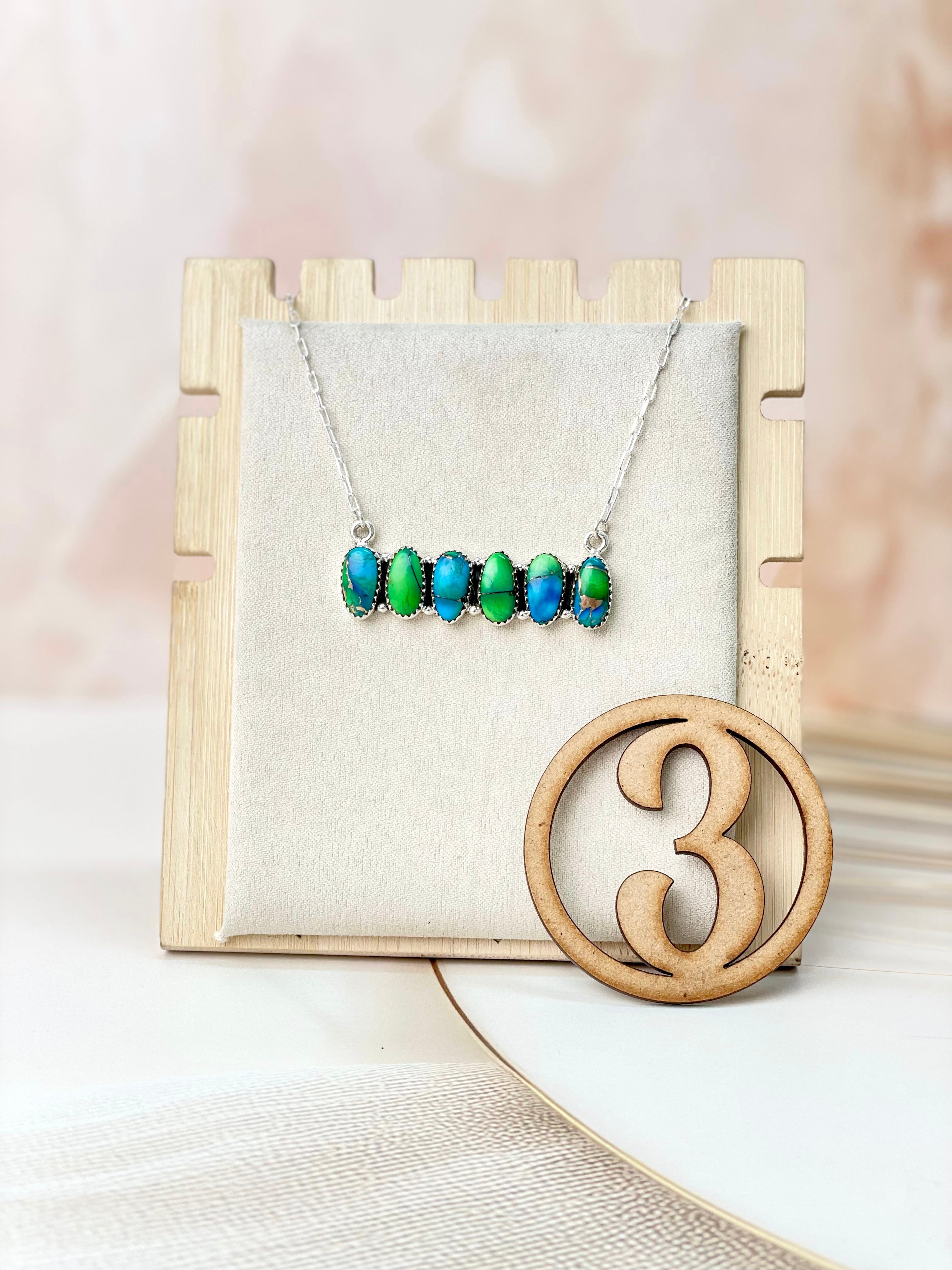 Peacock Dahlia Bar Necklaces-Necklaces-Krush Kandy, Women's Online Fashion Boutique Located in Phoenix, Arizona (Scottsdale Area)