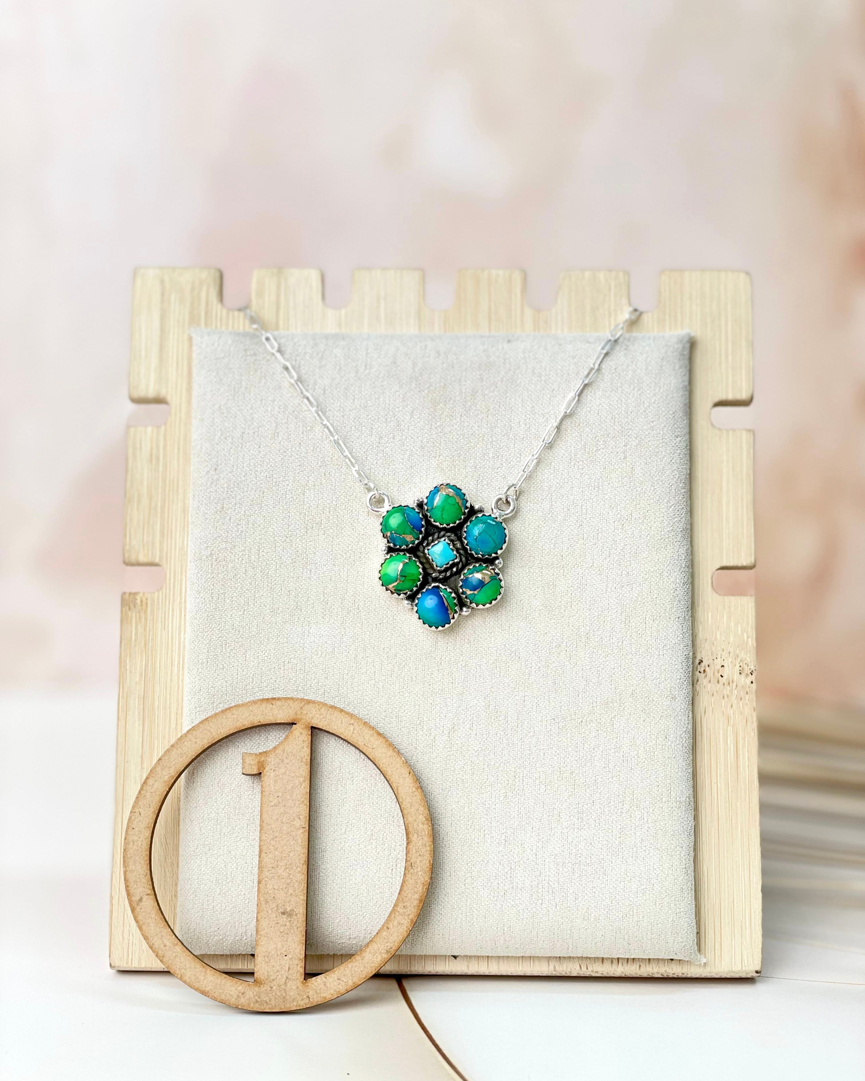 Peacock Dahlia One Of A Kind Necklaces-Necklaces-Krush Kandy, Women's Online Fashion Boutique Located in Phoenix, Arizona (Scottsdale Area)