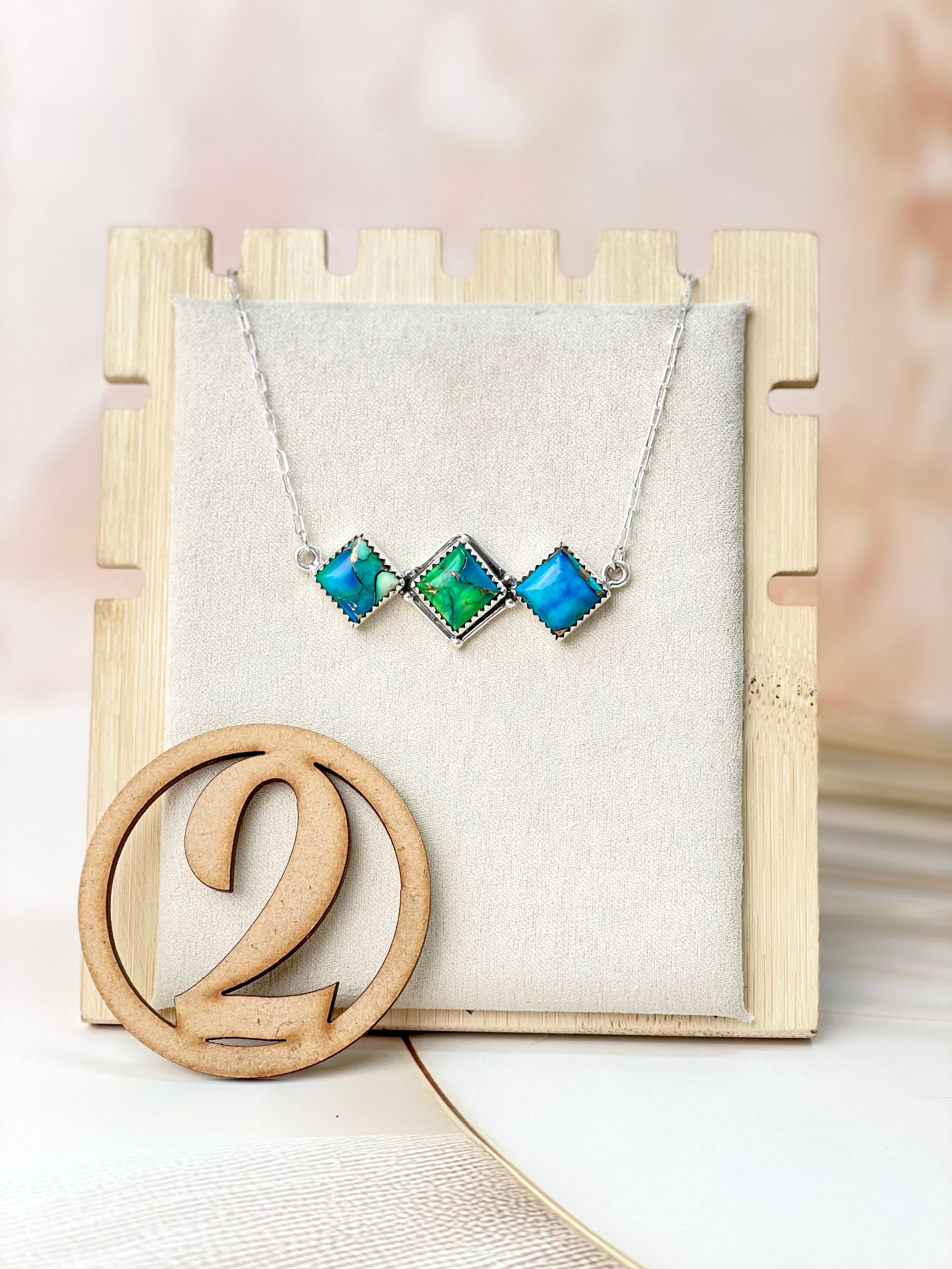 Peacock Dahlia One Of A Kind Necklaces-Necklaces-Krush Kandy, Women's Online Fashion Boutique Located in Phoenix, Arizona (Scottsdale Area)