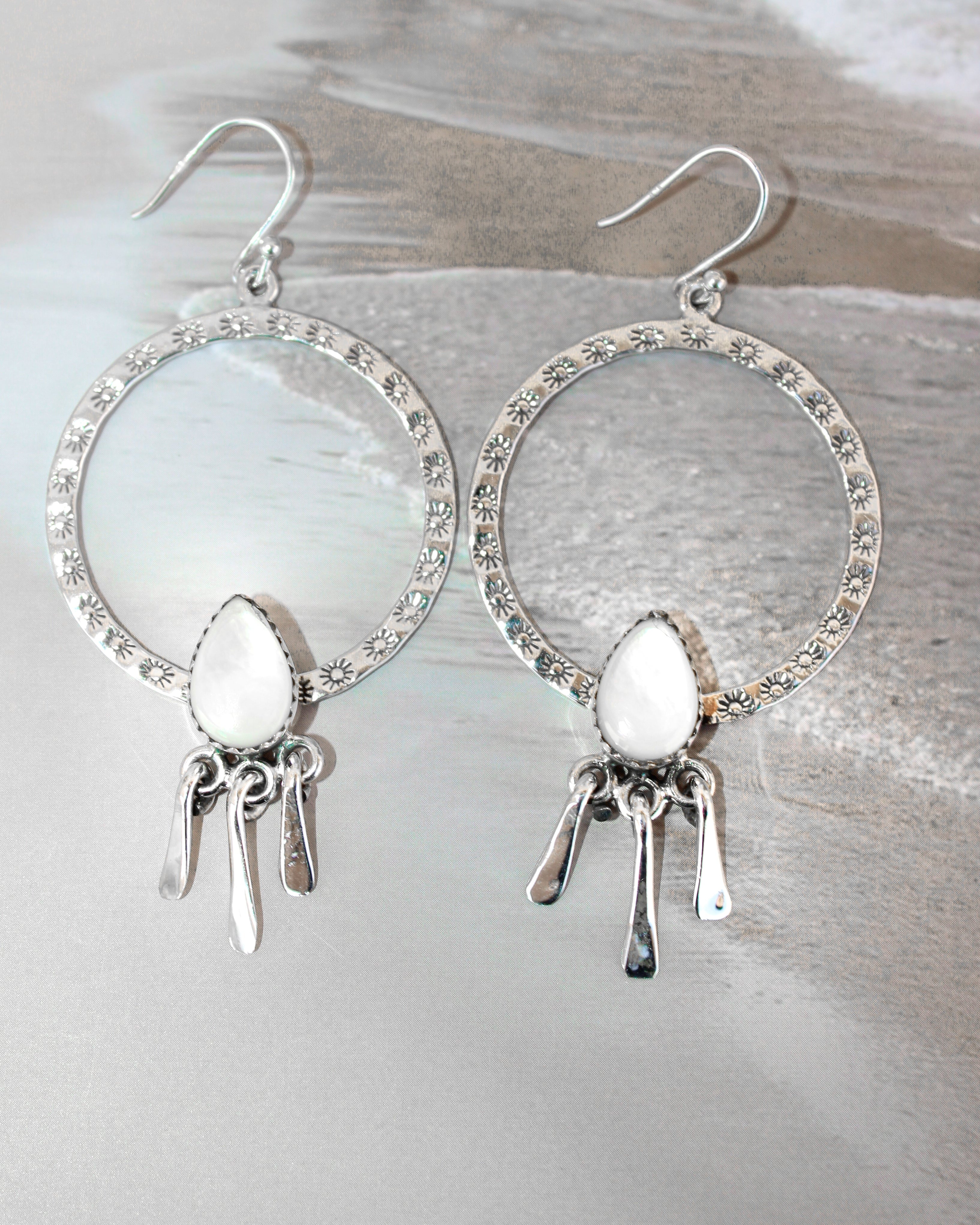 Sunny Stamped Stone Fringe Earrings PREORDER-Drop Earrings-Krush Kandy, Women's Online Fashion Boutique Located in Phoenix, Arizona (Scottsdale Area)