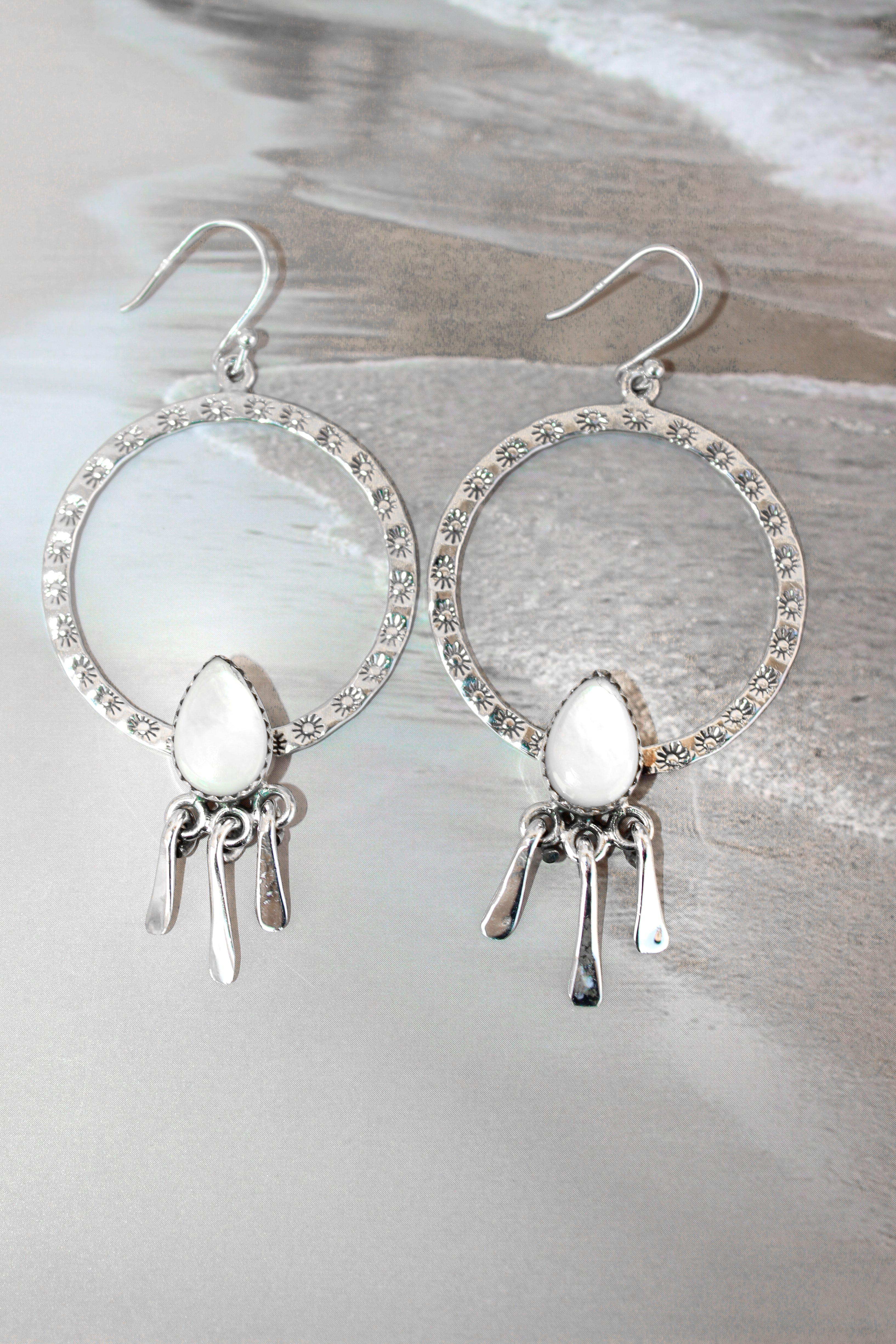 Sunny Stamped Stone Fringe Earrings PREORDER-Drop Earrings-Krush Kandy, Women's Online Fashion Boutique Located in Phoenix, Arizona (Scottsdale Area)