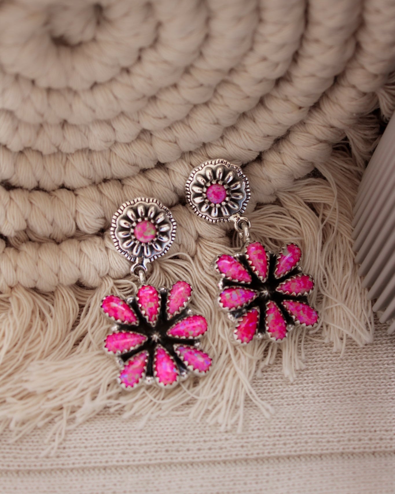 Stone Concho Blossom Earrings-Drop Earrings-Krush Kandy, Women's Online Fashion Boutique Located in Phoenix, Arizona (Scottsdale Area)