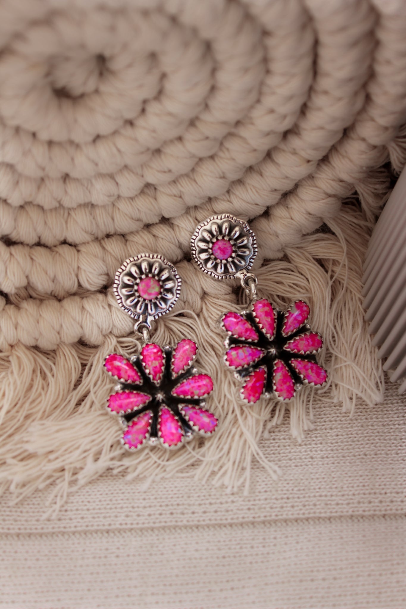 Stone Concho Blossom Earrings-Drop Earrings-Krush Kandy, Women's Online Fashion Boutique Located in Phoenix, Arizona (Scottsdale Area)