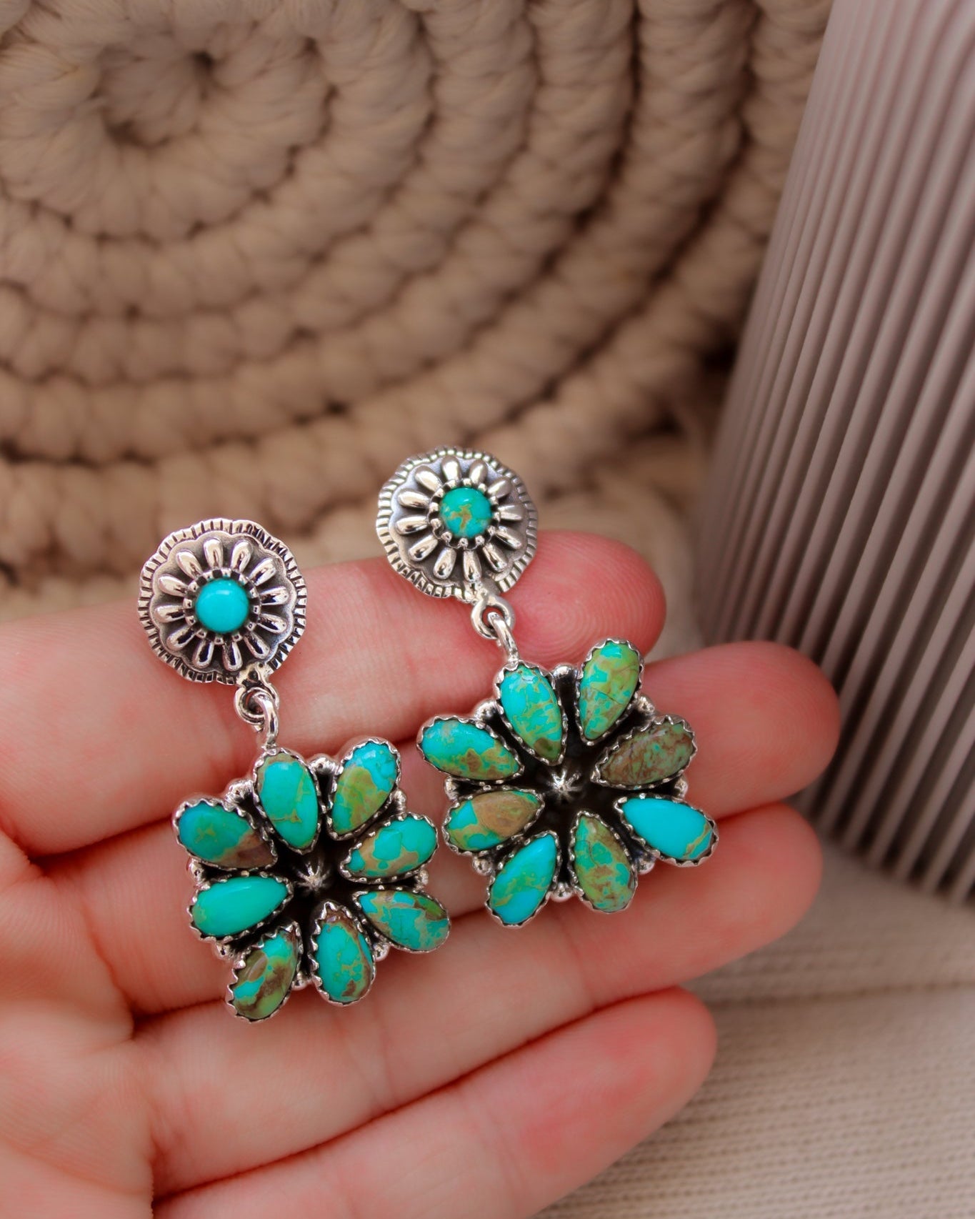 Stone Concho Blossom Earrings-Drop Earrings-Krush Kandy, Women's Online Fashion Boutique Located in Phoenix, Arizona (Scottsdale Area)