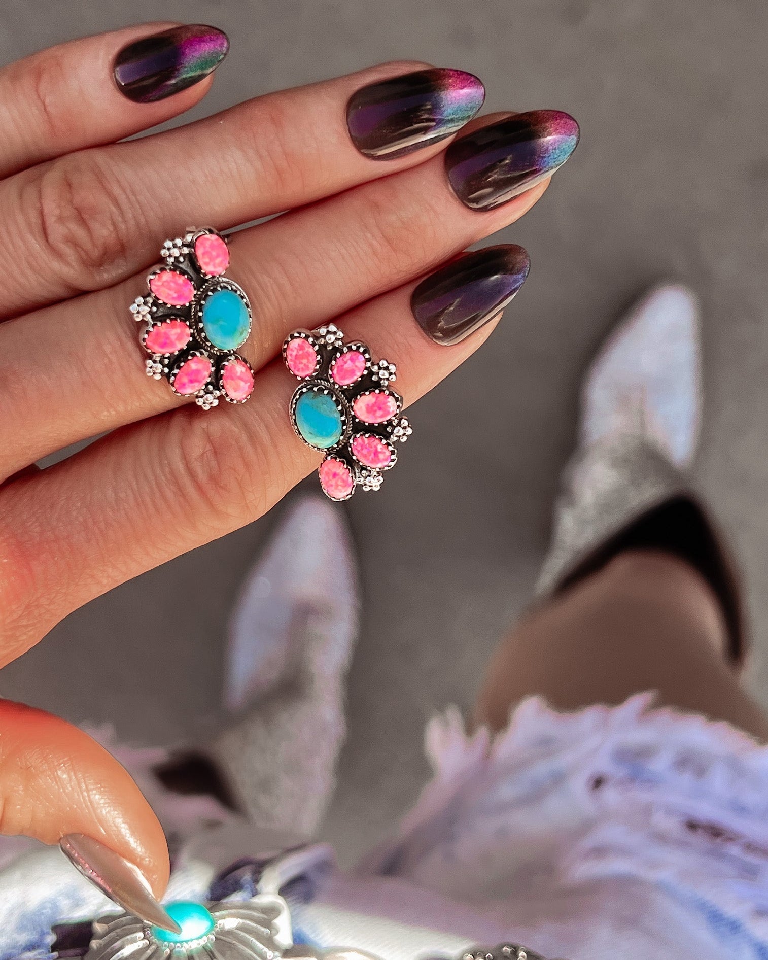 Cute Little Half Cluster Blossom Earrings-Stud Earrings-Krush Kandy, Women's Online Fashion Boutique Located in Phoenix, Arizona (Scottsdale Area)