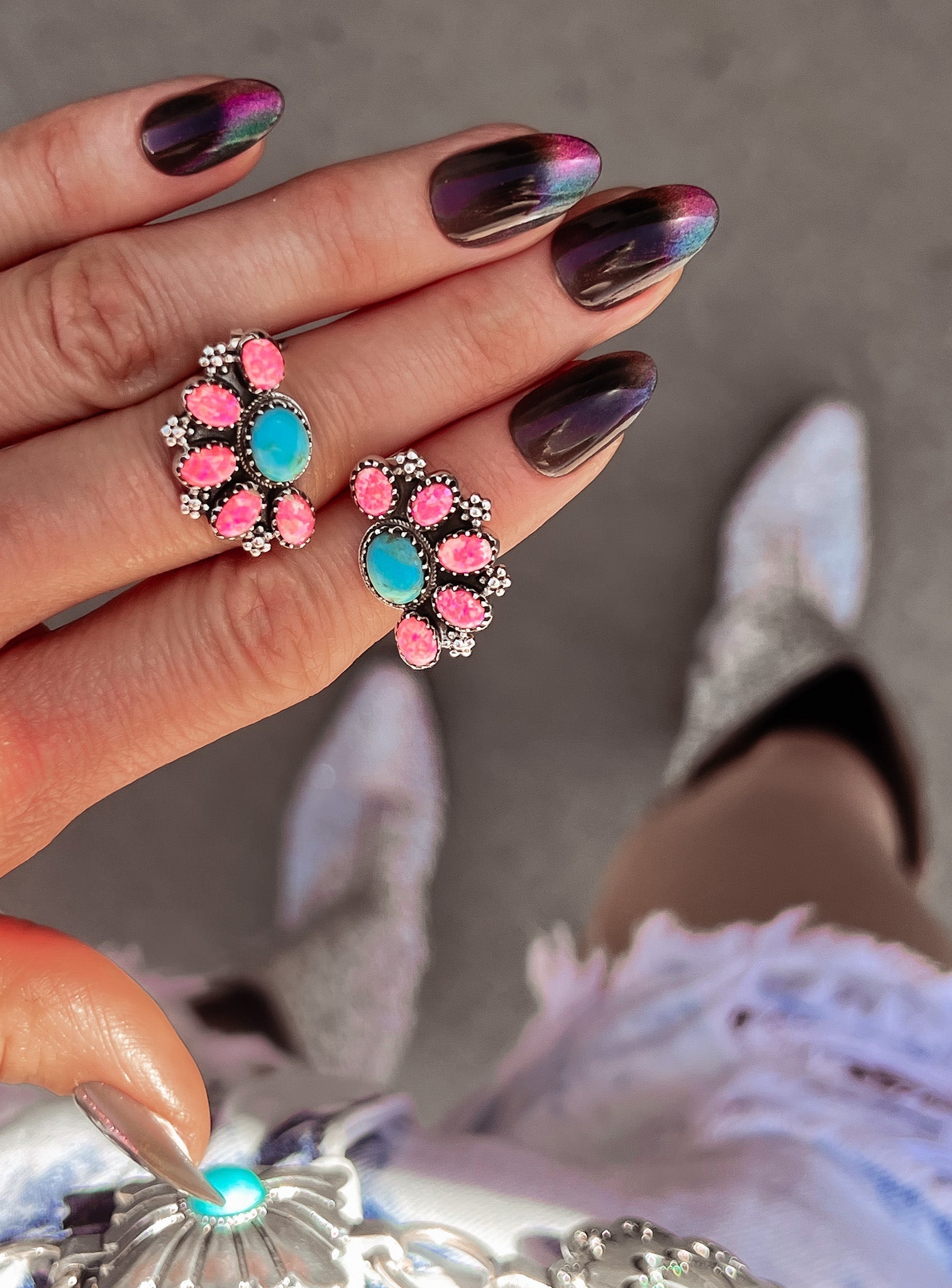 Cute Little Half Cluster Blossom Earrings-Stud Earrings-Krush Kandy, Women's Online Fashion Boutique Located in Phoenix, Arizona (Scottsdale Area)