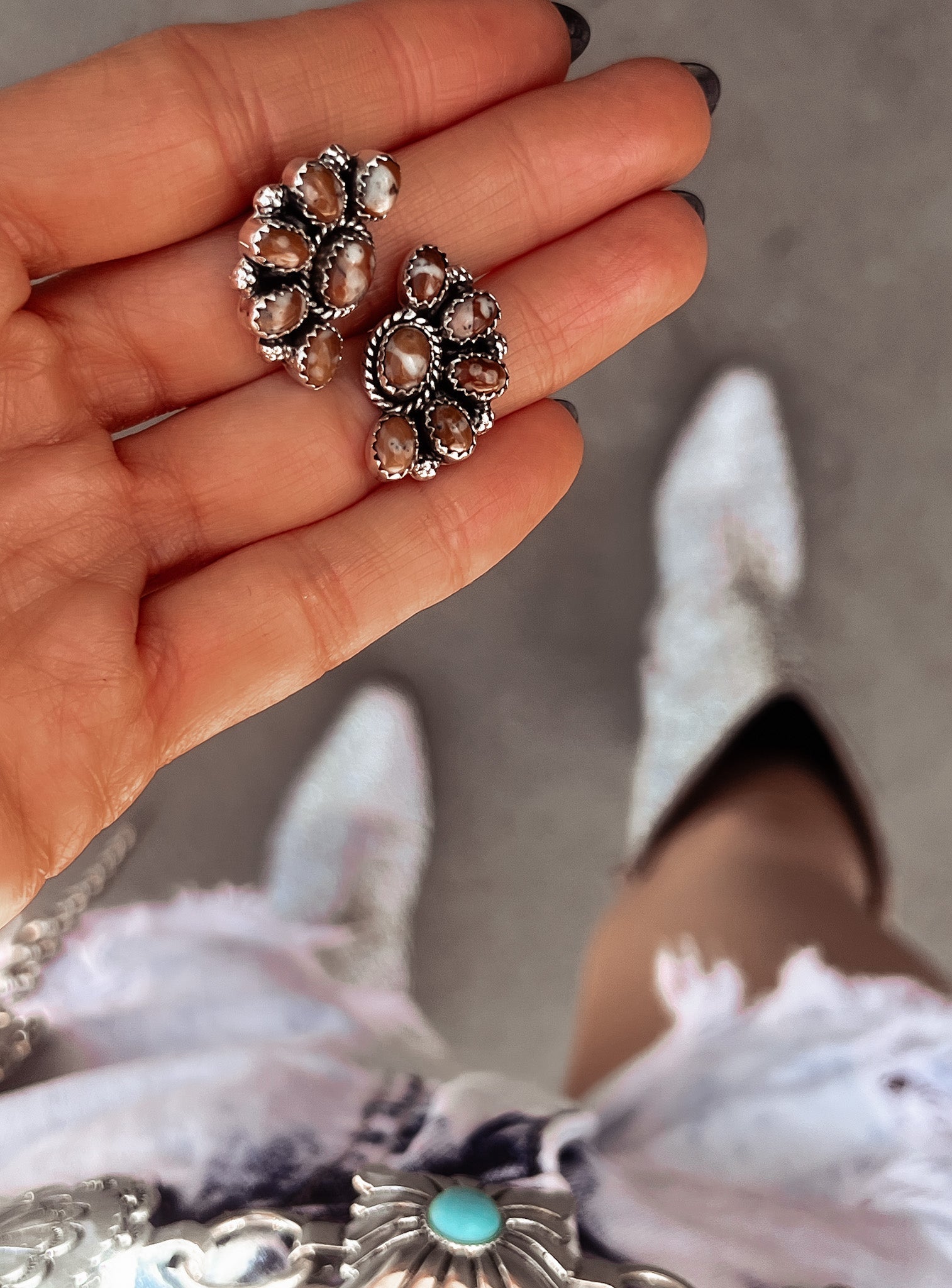 Cute Little Half Cluster Blossom Earrings-Stud Earrings-Krush Kandy, Women's Online Fashion Boutique Located in Phoenix, Arizona (Scottsdale Area)