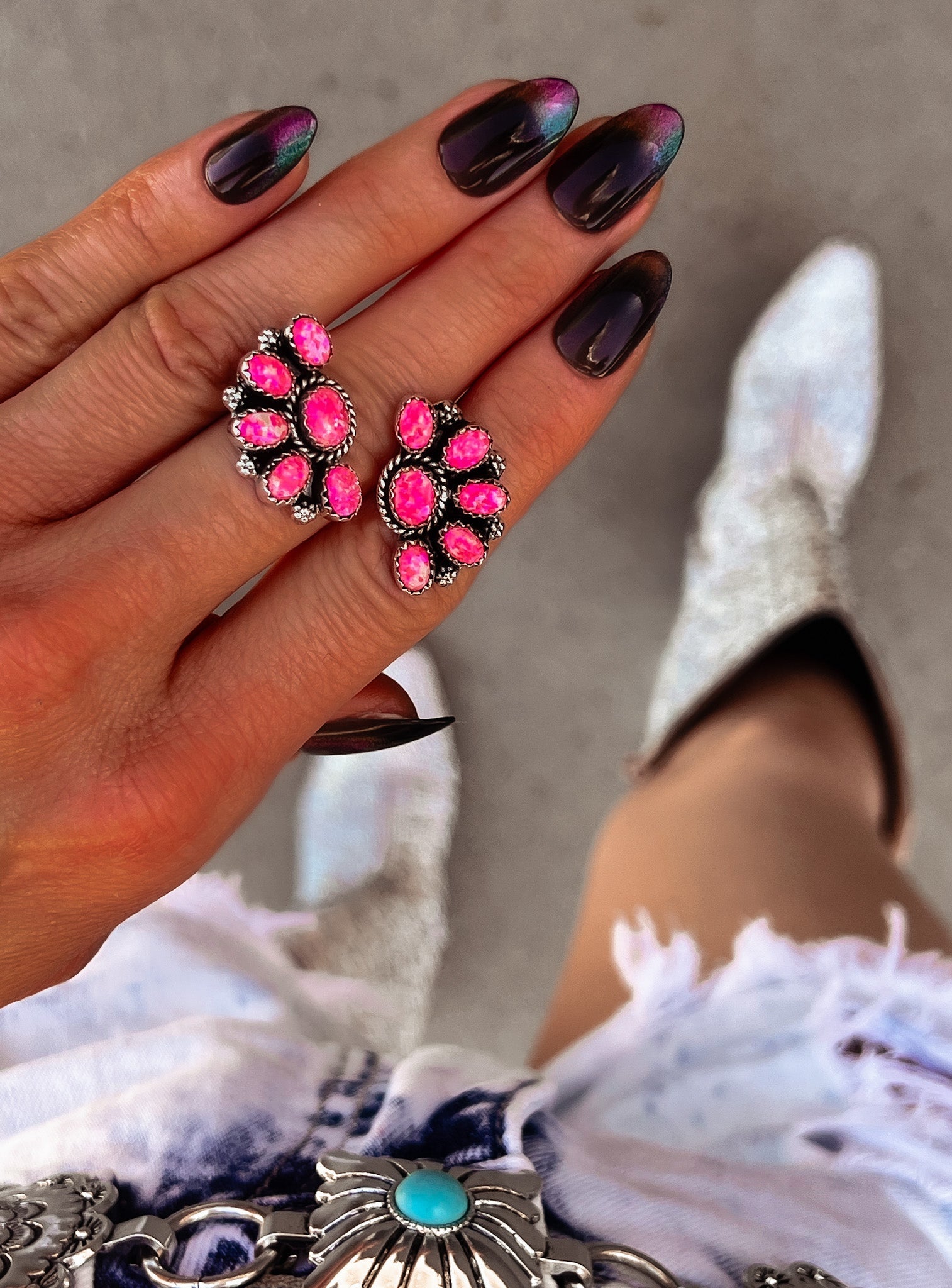 Cute Little Half Cluster Blossom Earrings-Stud Earrings-Krush Kandy, Women's Online Fashion Boutique Located in Phoenix, Arizona (Scottsdale Area)