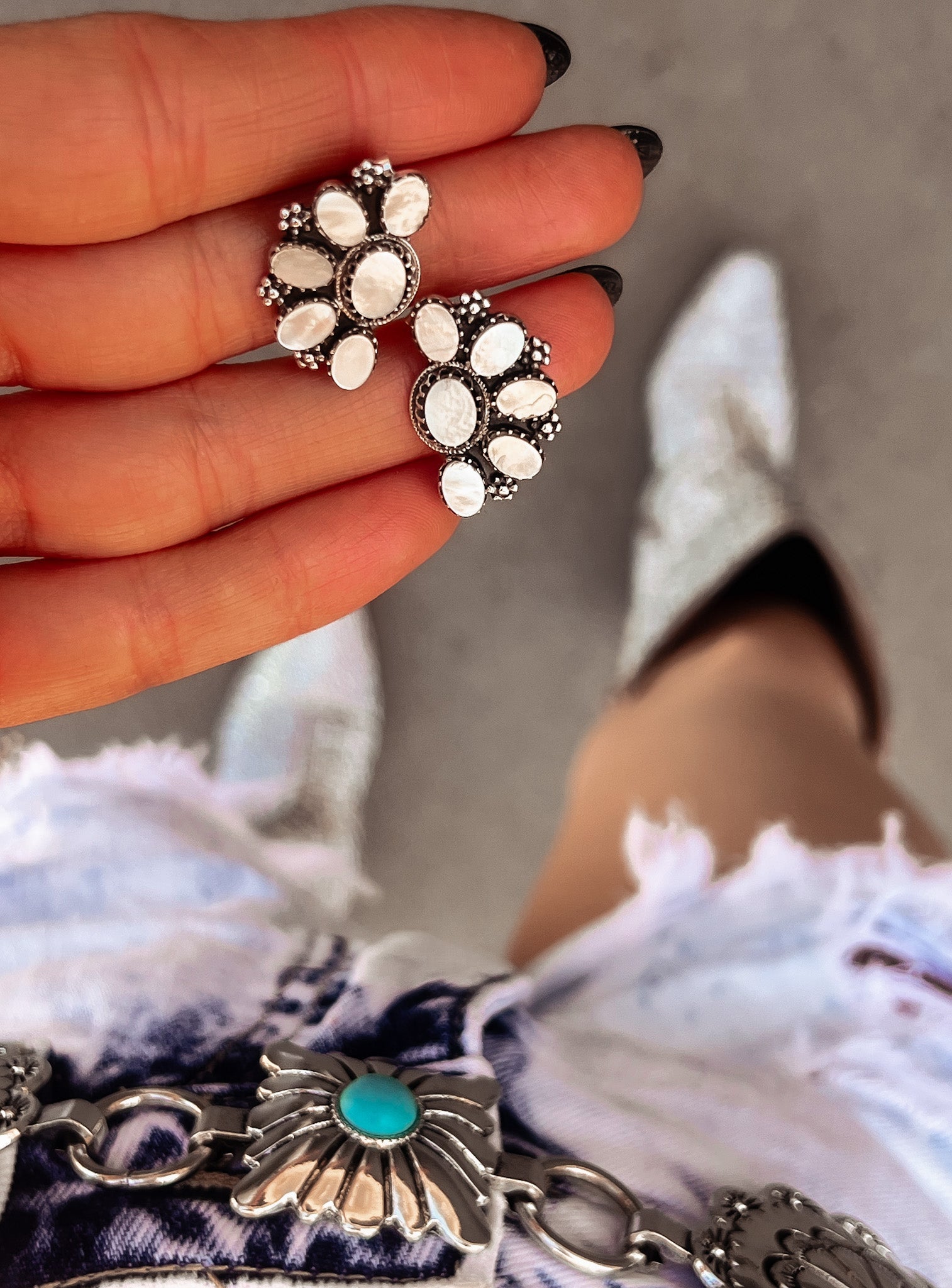 Cute Little Half Cluster Blossom Earrings-Stud Earrings-Krush Kandy, Women's Online Fashion Boutique Located in Phoenix, Arizona (Scottsdale Area)