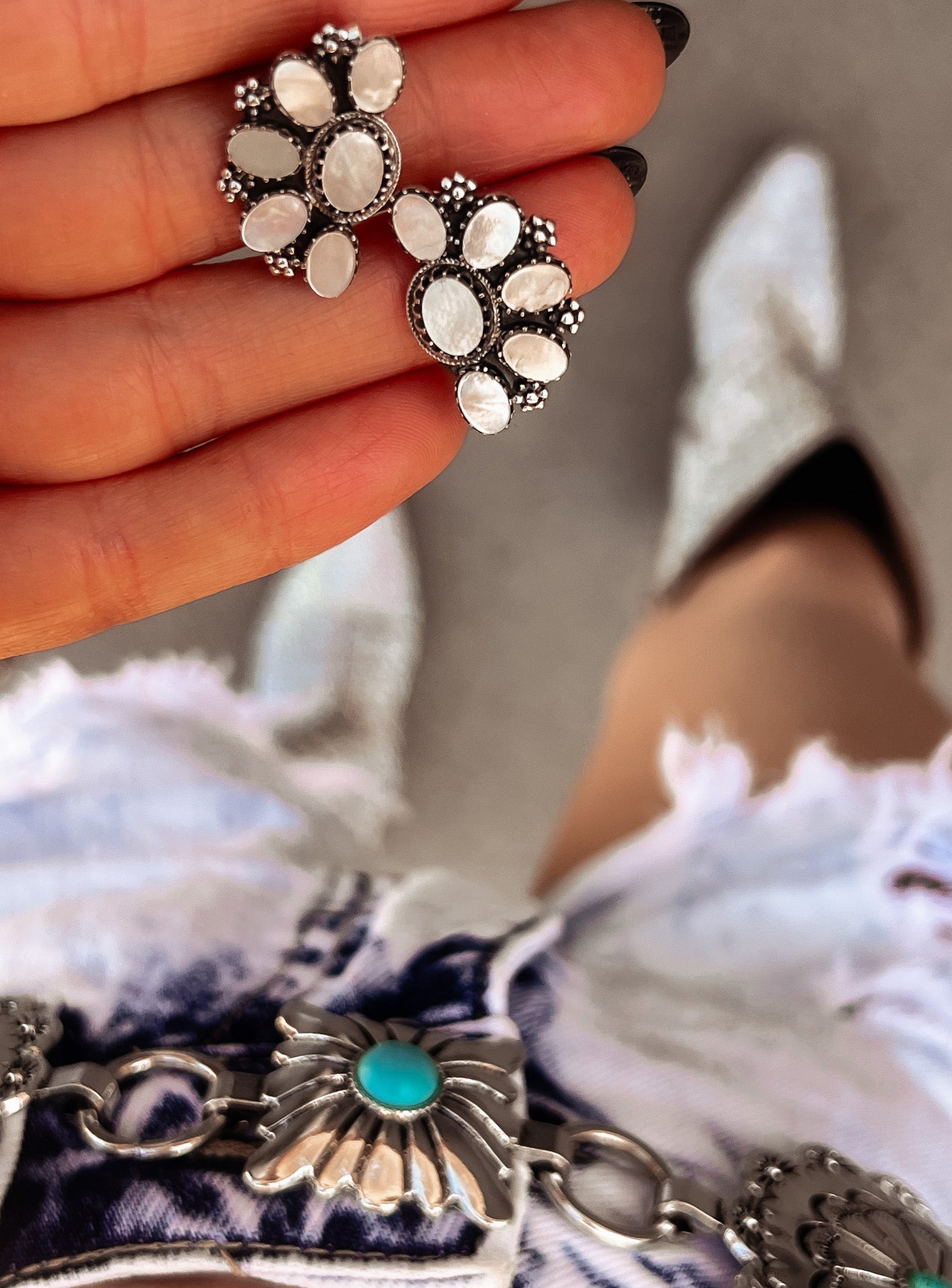 Cute Little Half Cluster Blossom Earrings-Stud Earrings-Krush Kandy, Women's Online Fashion Boutique Located in Phoenix, Arizona (Scottsdale Area)