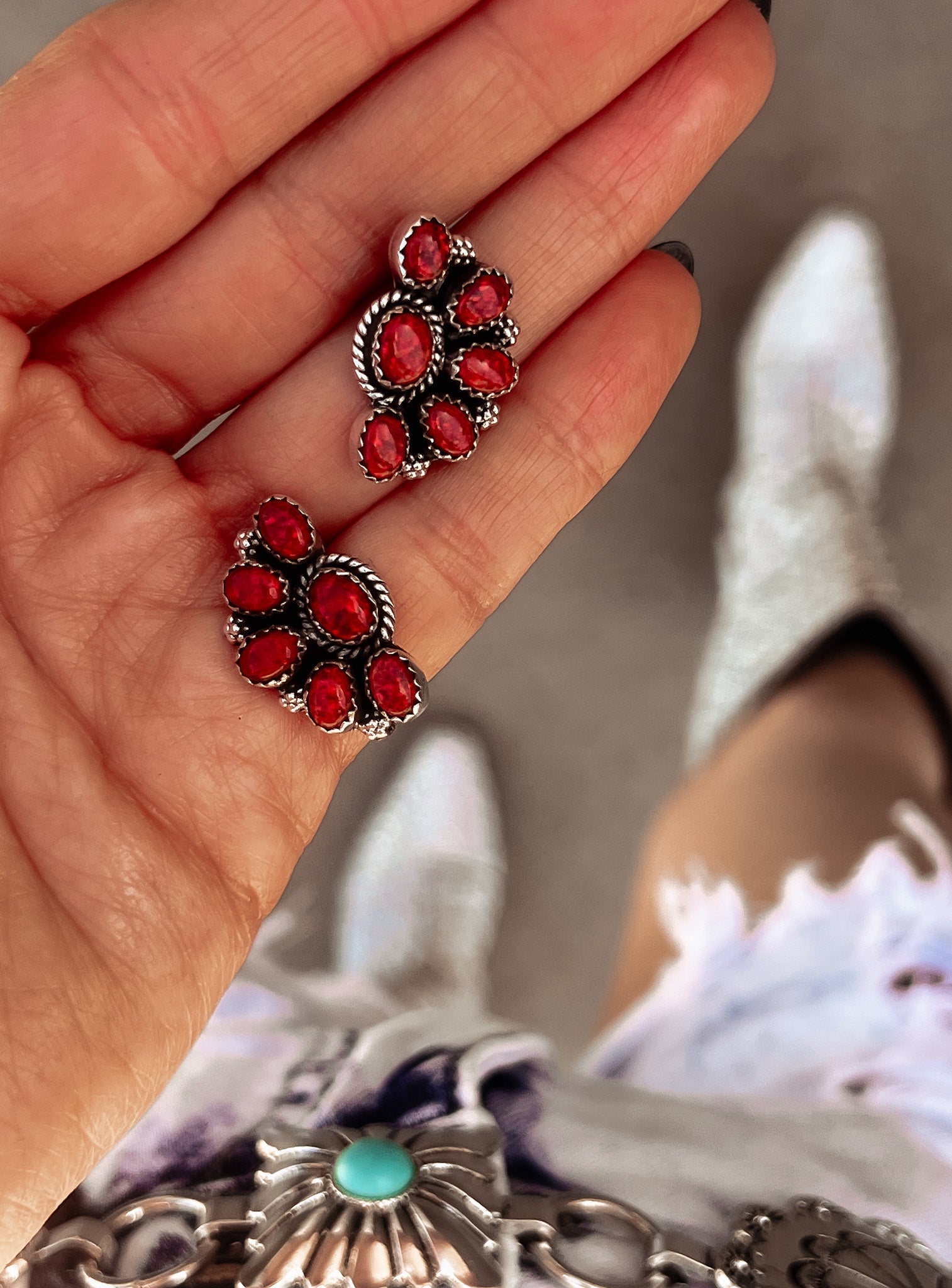 Cute Little Half Cluster Blossom Earrings-Stud Earrings-Krush Kandy, Women's Online Fashion Boutique Located in Phoenix, Arizona (Scottsdale Area)