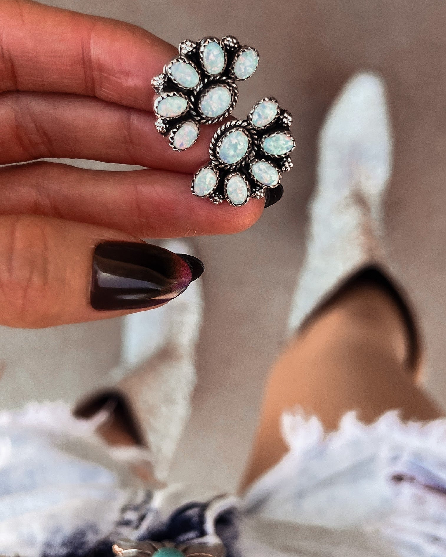 Cute Little Half Cluster Blossom Earrings-Stud Earrings-Krush Kandy, Women's Online Fashion Boutique Located in Phoenix, Arizona (Scottsdale Area)