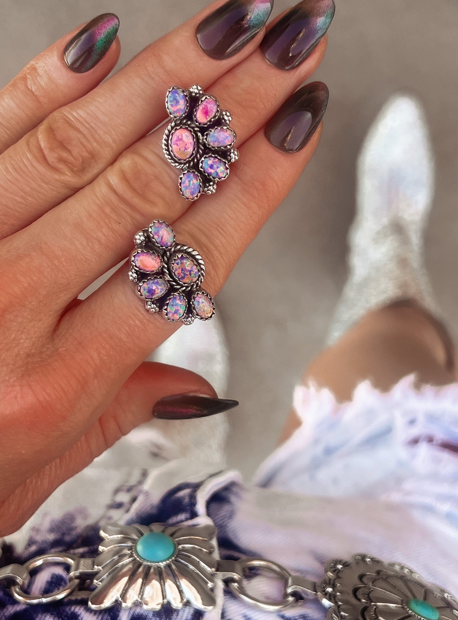 Cute Little Half Cluster Blossom Earrings-Stud Earrings-Krush Kandy, Women's Online Fashion Boutique Located in Phoenix, Arizona (Scottsdale Area)