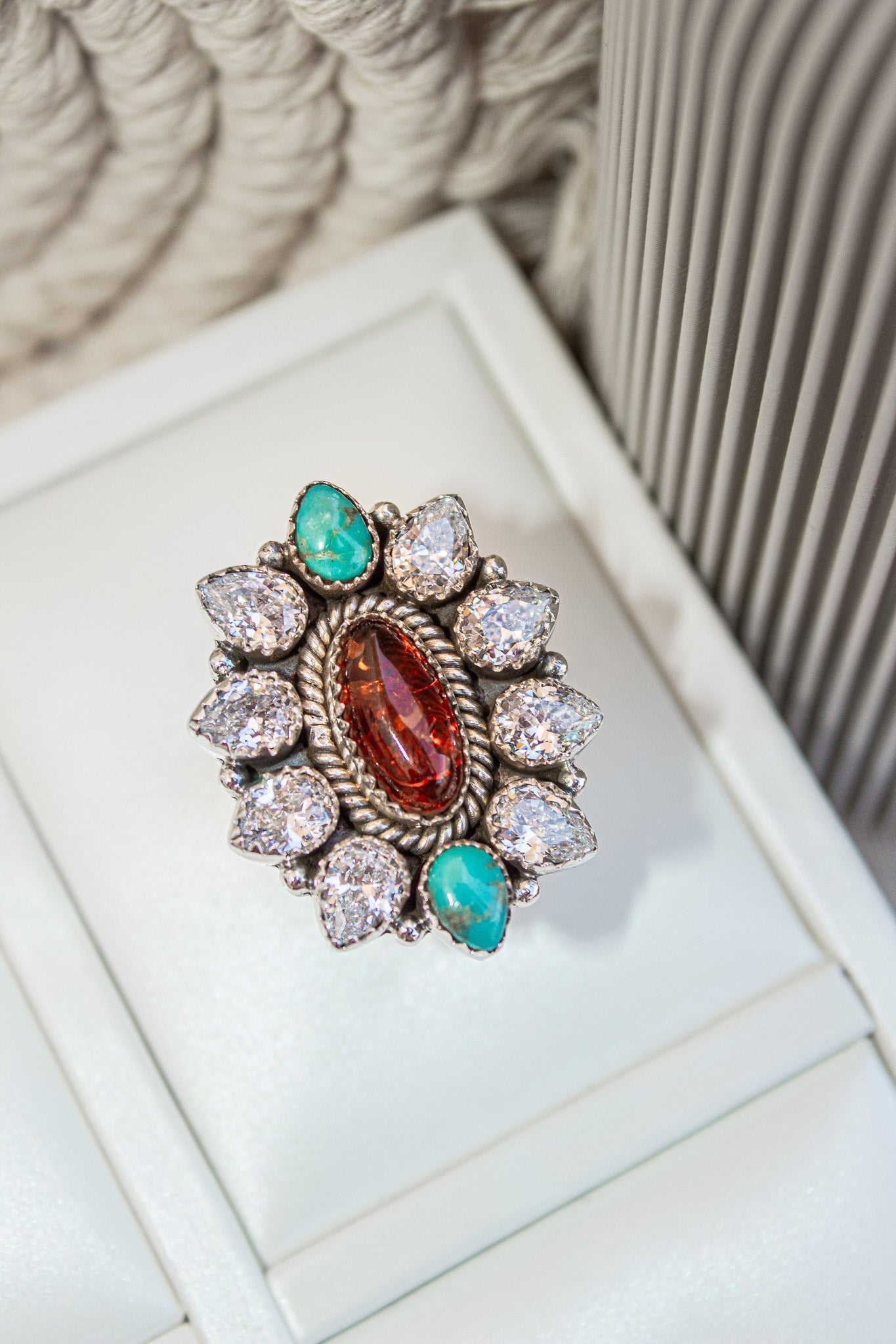 Ambers Turquoise & Crystal Stone Cluster Ring-Cluster Rings-Krush Kandy, Women's Online Fashion Boutique Located in Phoenix, Arizona (Scottsdale Area)