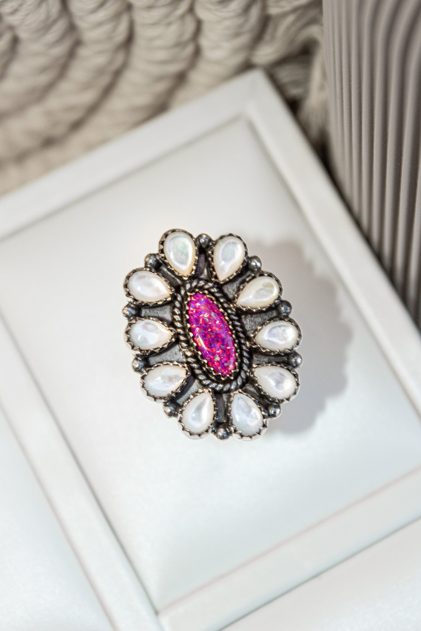 Opal & White Shell Concho Ring-Cluster Rings-Krush Kandy, Women's Online Fashion Boutique Located in Phoenix, Arizona (Scottsdale Area)
