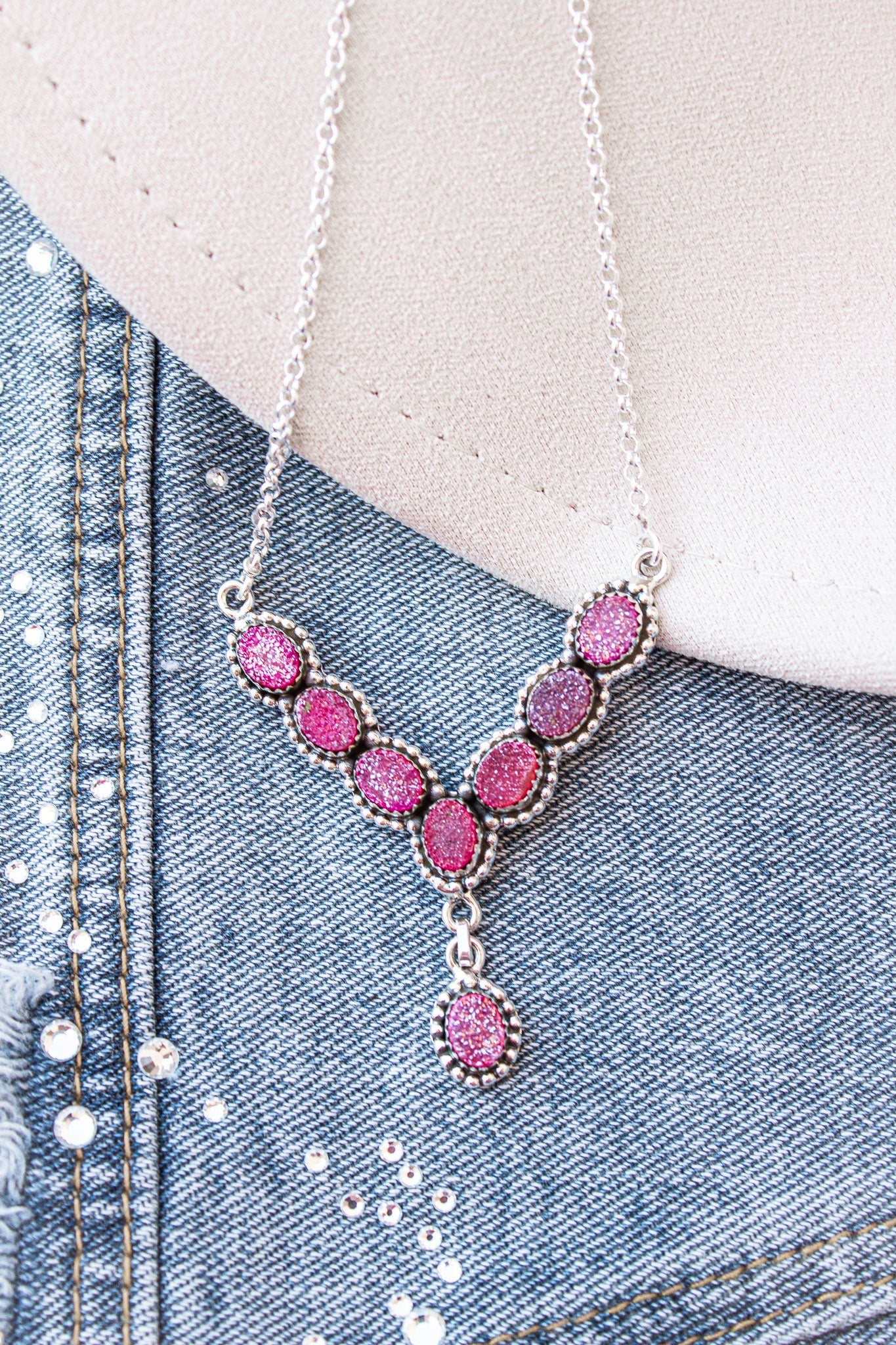 Lariat Druzy Stone Necklace-Lariat and Y Necklaces-Krush Kandy, Women's Online Fashion Boutique Located in Phoenix, Arizona (Scottsdale Area)