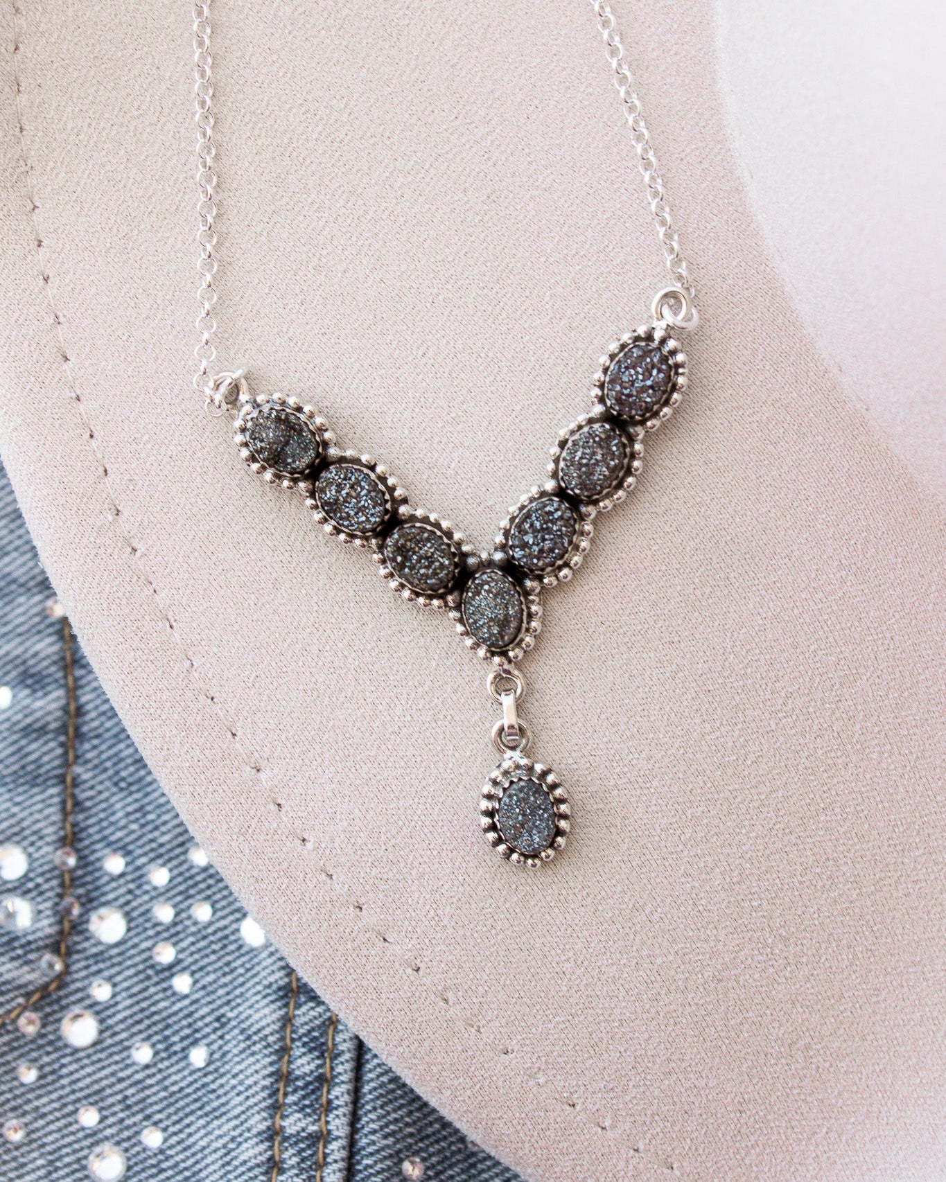 Lariat Druzy Stone Necklace-Lariat and Y Necklaces-Krush Kandy, Women's Online Fashion Boutique Located in Phoenix, Arizona (Scottsdale Area)