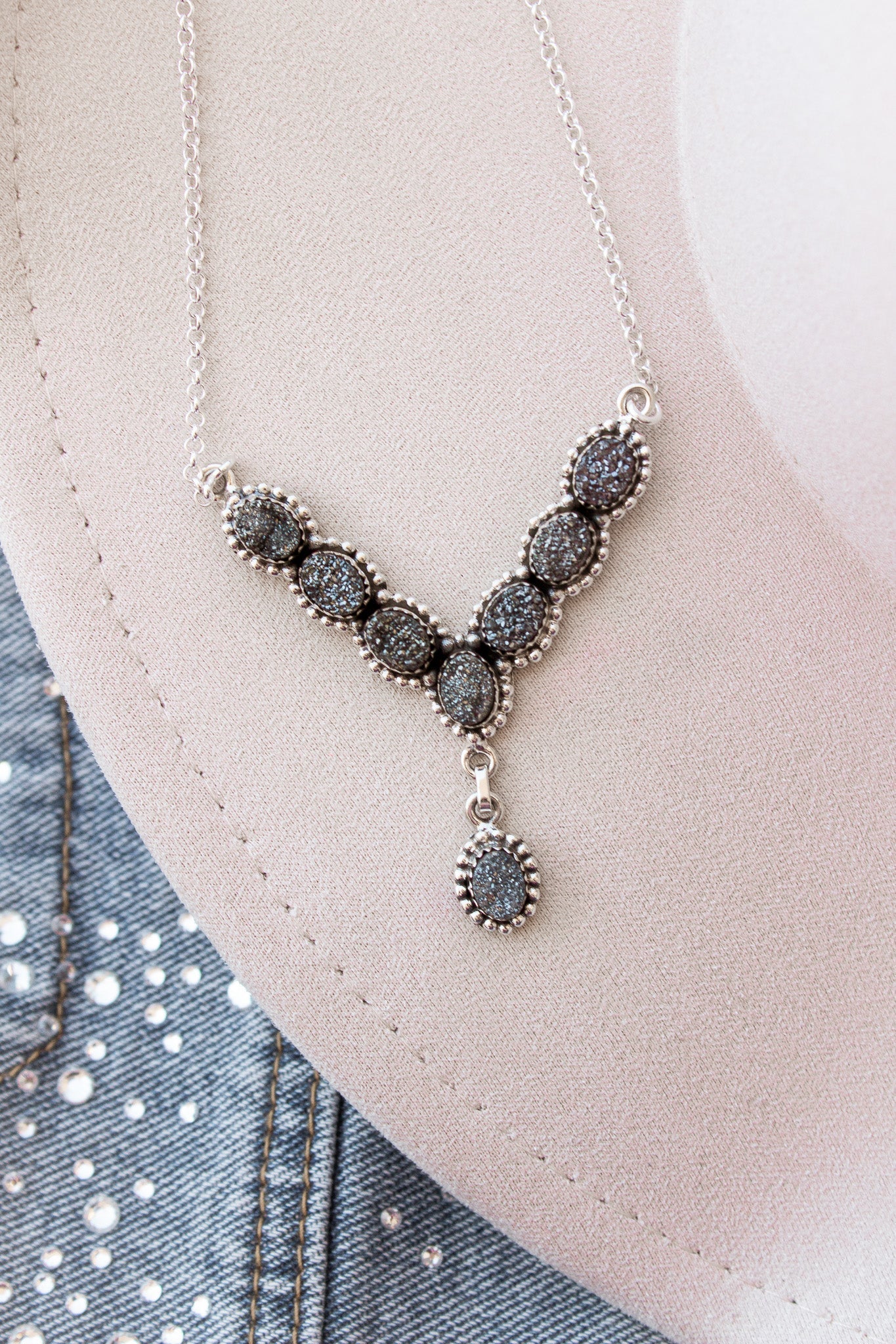 Lariat Druzy Stone Necklace-Lariat and Y Necklaces-Krush Kandy, Women's Online Fashion Boutique Located in Phoenix, Arizona (Scottsdale Area)