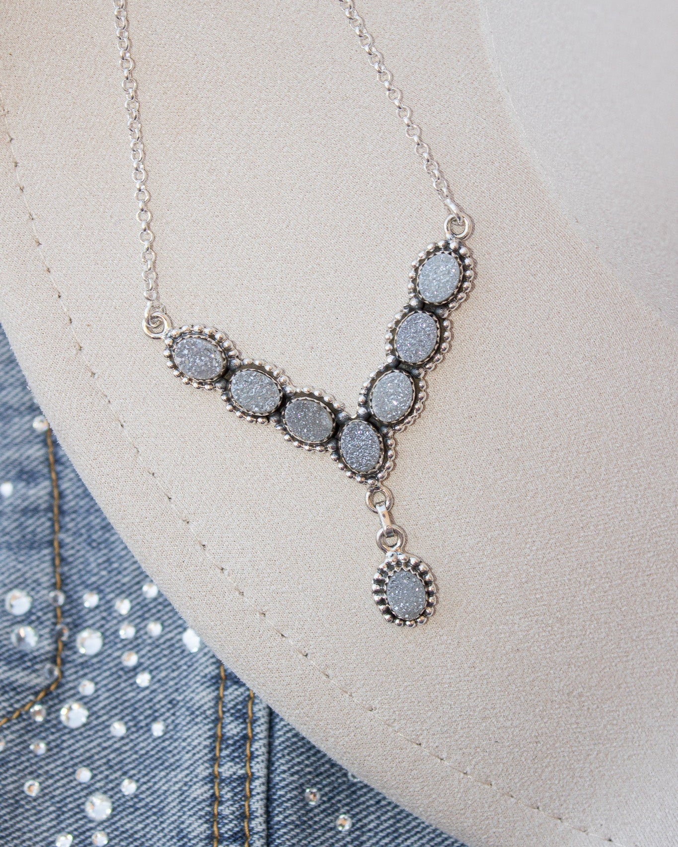 Lariat Druzy Stone Necklace-Lariat and Y Necklaces-Krush Kandy, Women's Online Fashion Boutique Located in Phoenix, Arizona (Scottsdale Area)