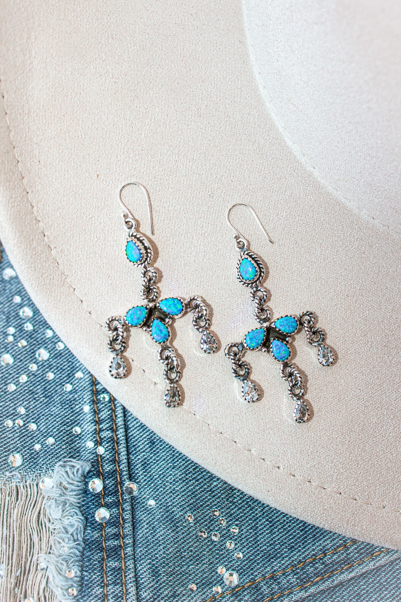 Twisted Rope Chandelier Stone Earrings-Drop Earrings-Krush Kandy, Women's Online Fashion Boutique Located in Phoenix, Arizona (Scottsdale Area)