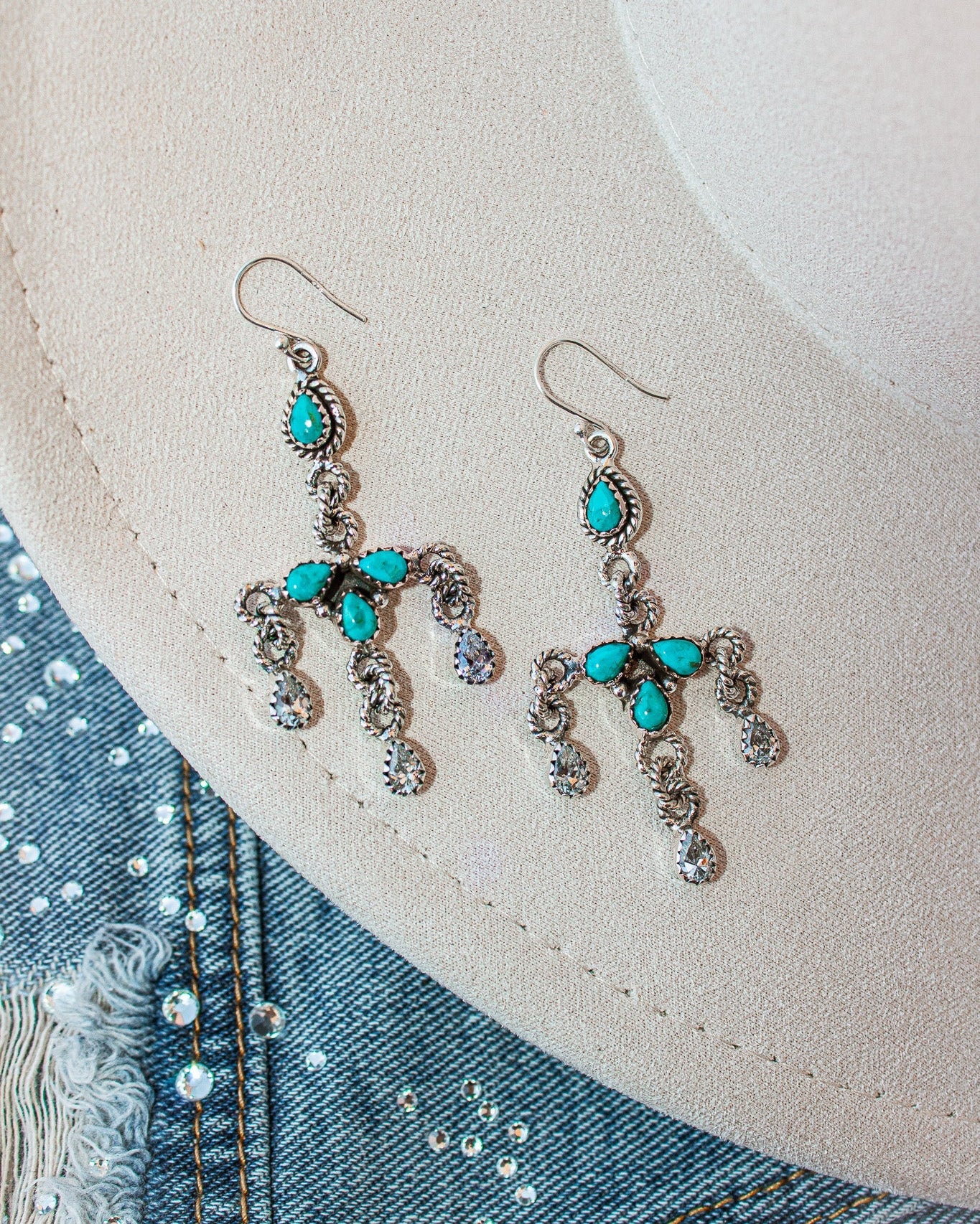 Twisted Rope Chandelier Stone Earrings-Drop Earrings-Krush Kandy, Women's Online Fashion Boutique Located in Phoenix, Arizona (Scottsdale Area)