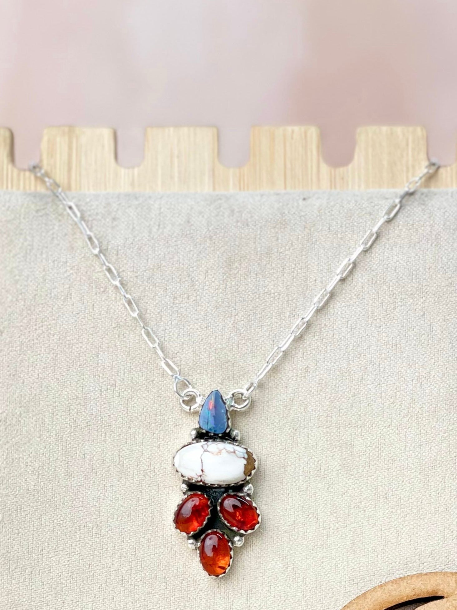 Australian opal, Wildhorse & Amber Stone Necklaces-Necklaces-Krush Kandy, Women's Online Fashion Boutique Located in Phoenix, Arizona (Scottsdale Area)