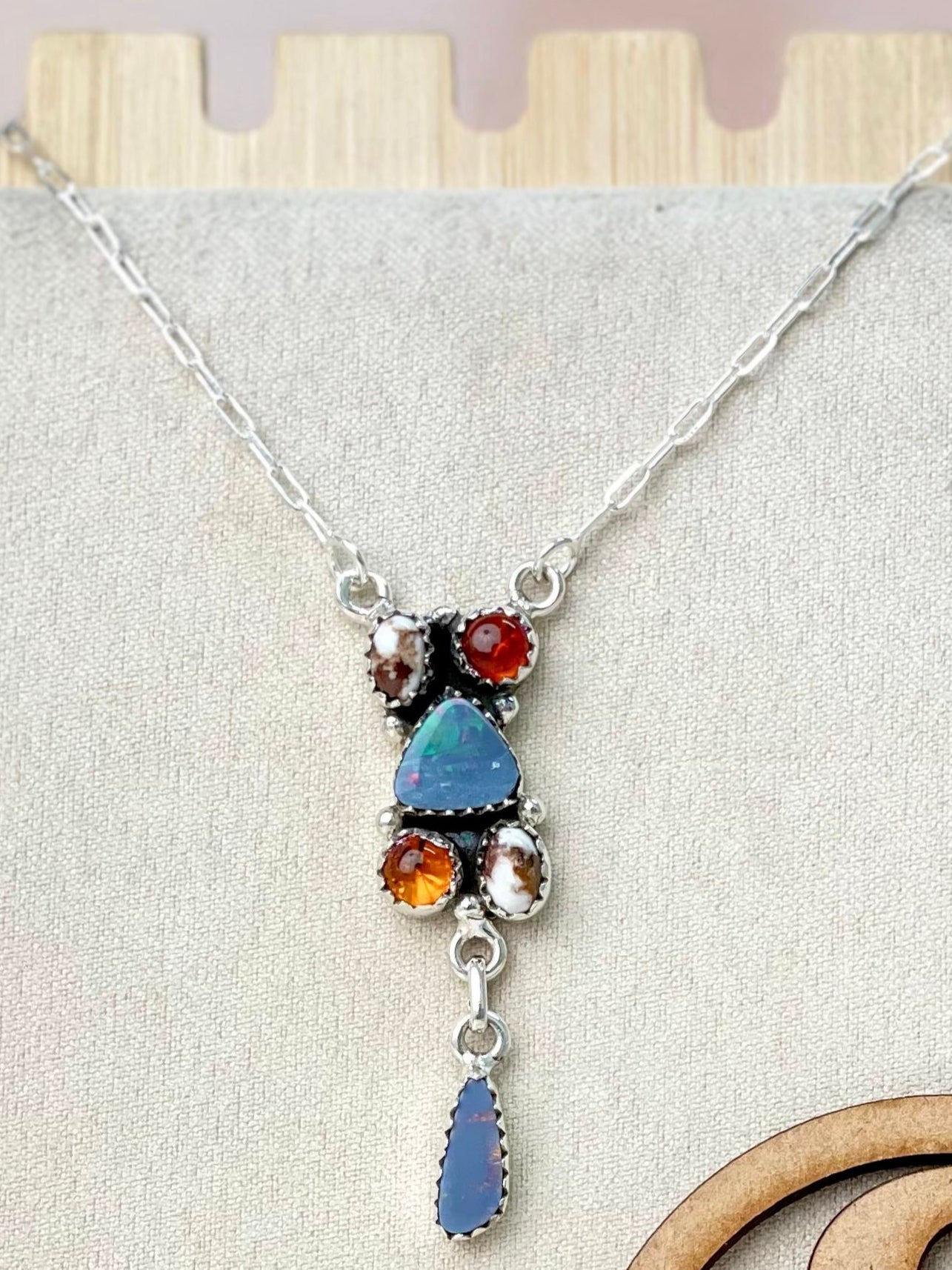 Australian opal, Wildhorse & Amber Stone Necklaces-Necklaces-Krush Kandy, Women's Online Fashion Boutique Located in Phoenix, Arizona (Scottsdale Area)