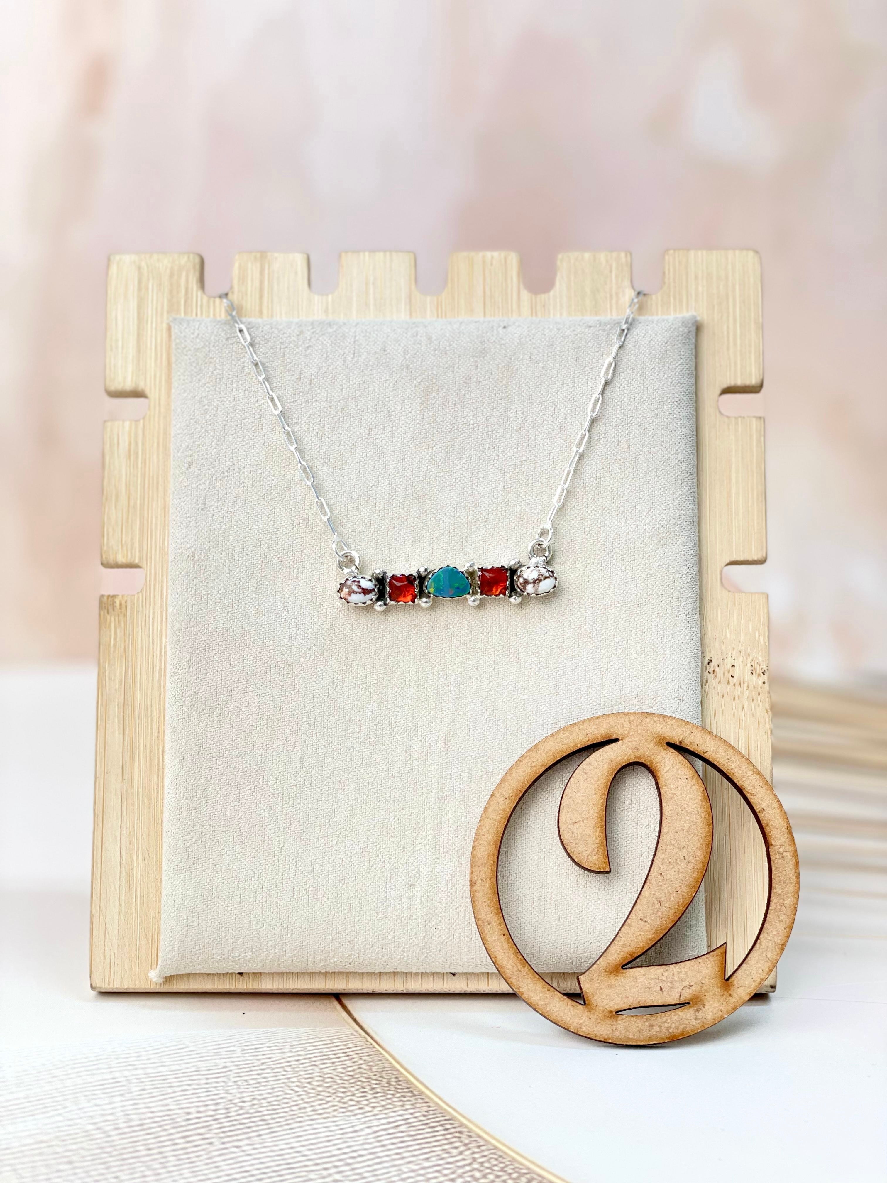 Australian opal, Wildhorse & Amber Stone Necklaces-Necklaces-Krush Kandy, Women's Online Fashion Boutique Located in Phoenix, Arizona (Scottsdale Area)