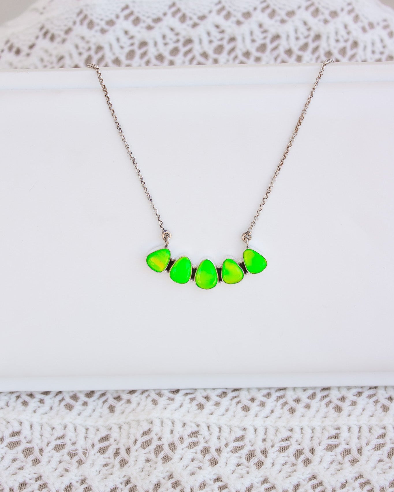 Neon Green Aurora Stone Necklace-Chain Necklaces-Krush Kandy, Women's Online Fashion Boutique Located in Phoenix, Arizona (Scottsdale Area)