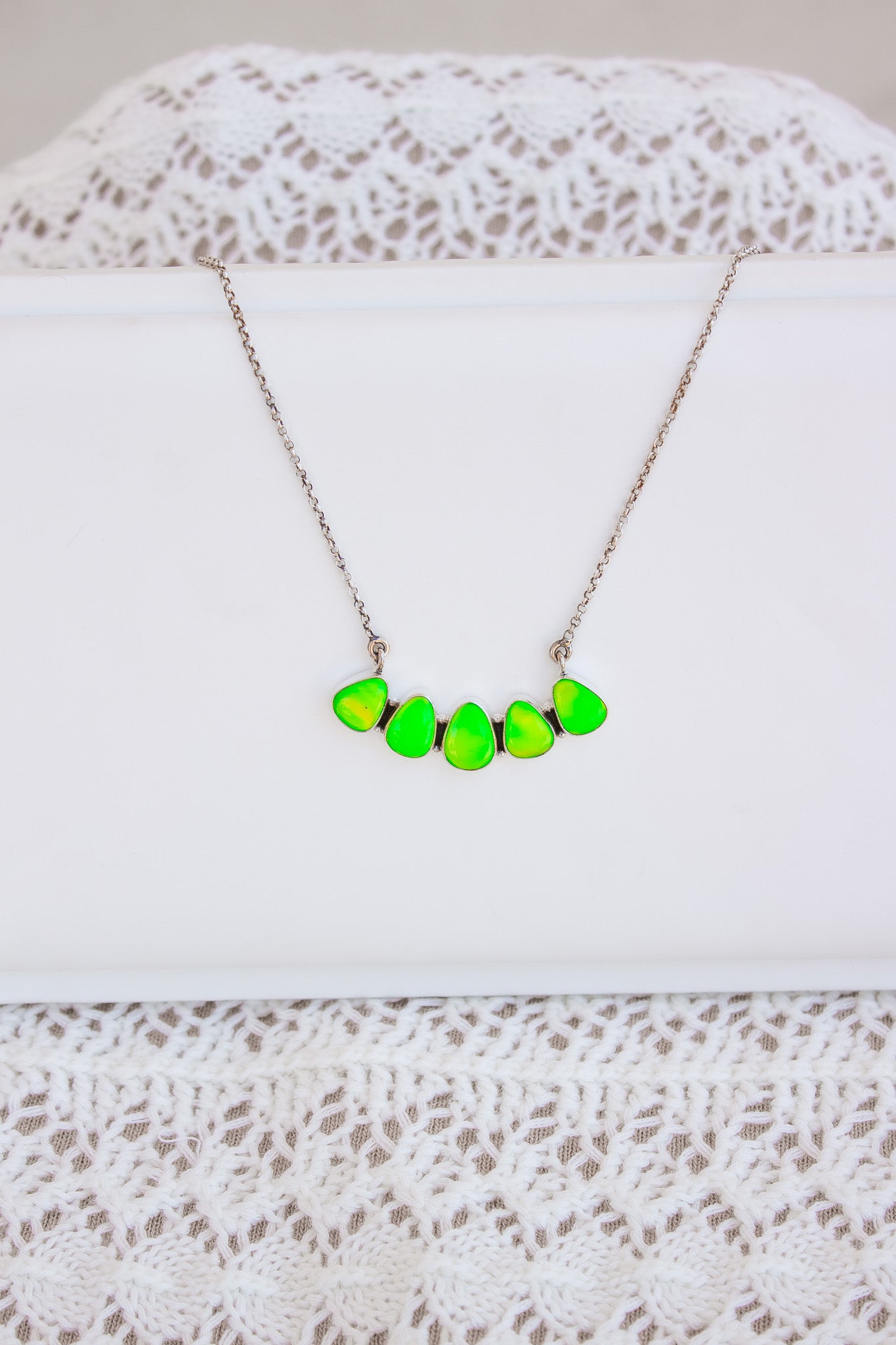 Neon Green Aurora Stone Necklace-Chain Necklaces-Krush Kandy, Women's Online Fashion Boutique Located in Phoenix, Arizona (Scottsdale Area)
