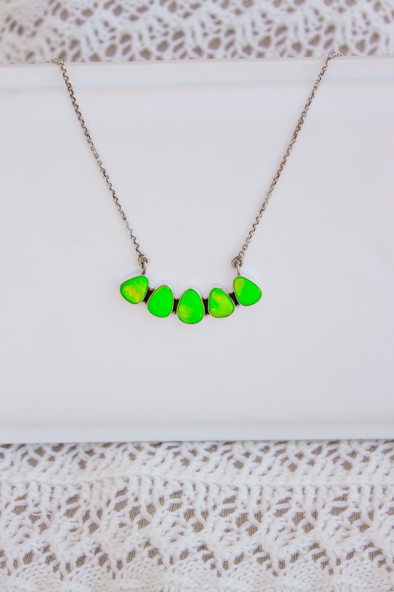 Neon Green Aurora Stone Necklace-Chain Necklaces-Krush Kandy, Women's Online Fashion Boutique Located in Phoenix, Arizona (Scottsdale Area)