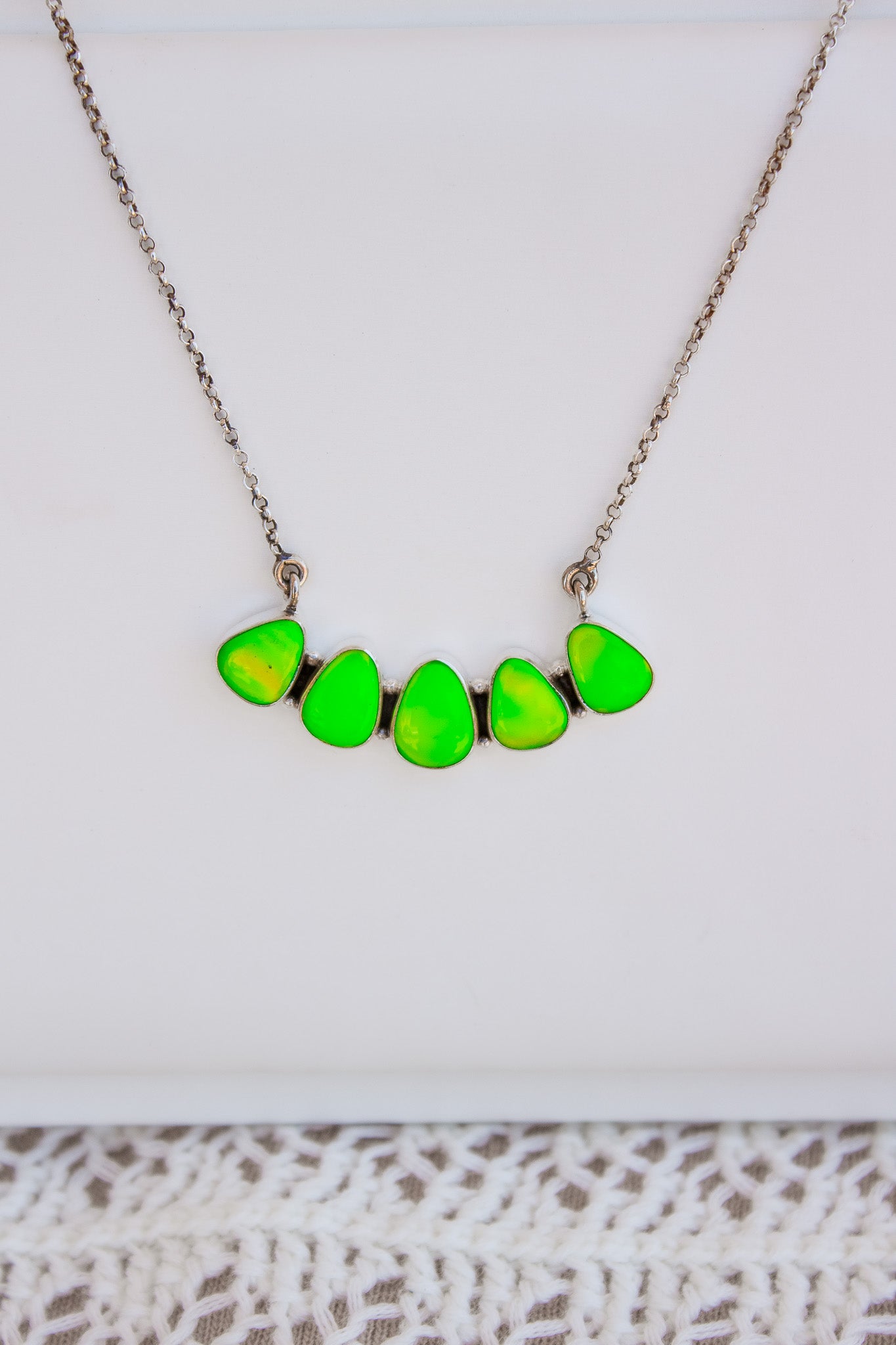 Neon Green Aurora Stone Necklace-Chain Necklaces-Krush Kandy, Women's Online Fashion Boutique Located in Phoenix, Arizona (Scottsdale Area)