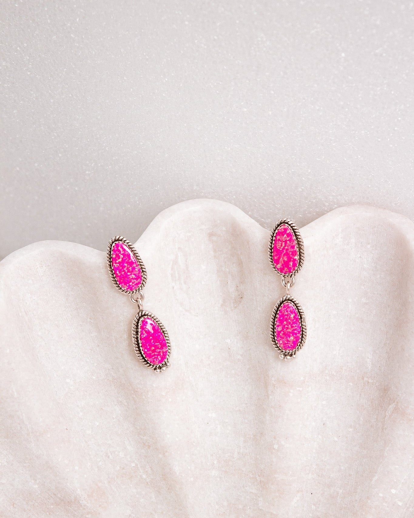 Sterling Silver Stone Drop Slab Earrings-Drop Earrings-Krush Kandy, Women's Online Fashion Boutique Located in Phoenix, Arizona (Scottsdale Area)