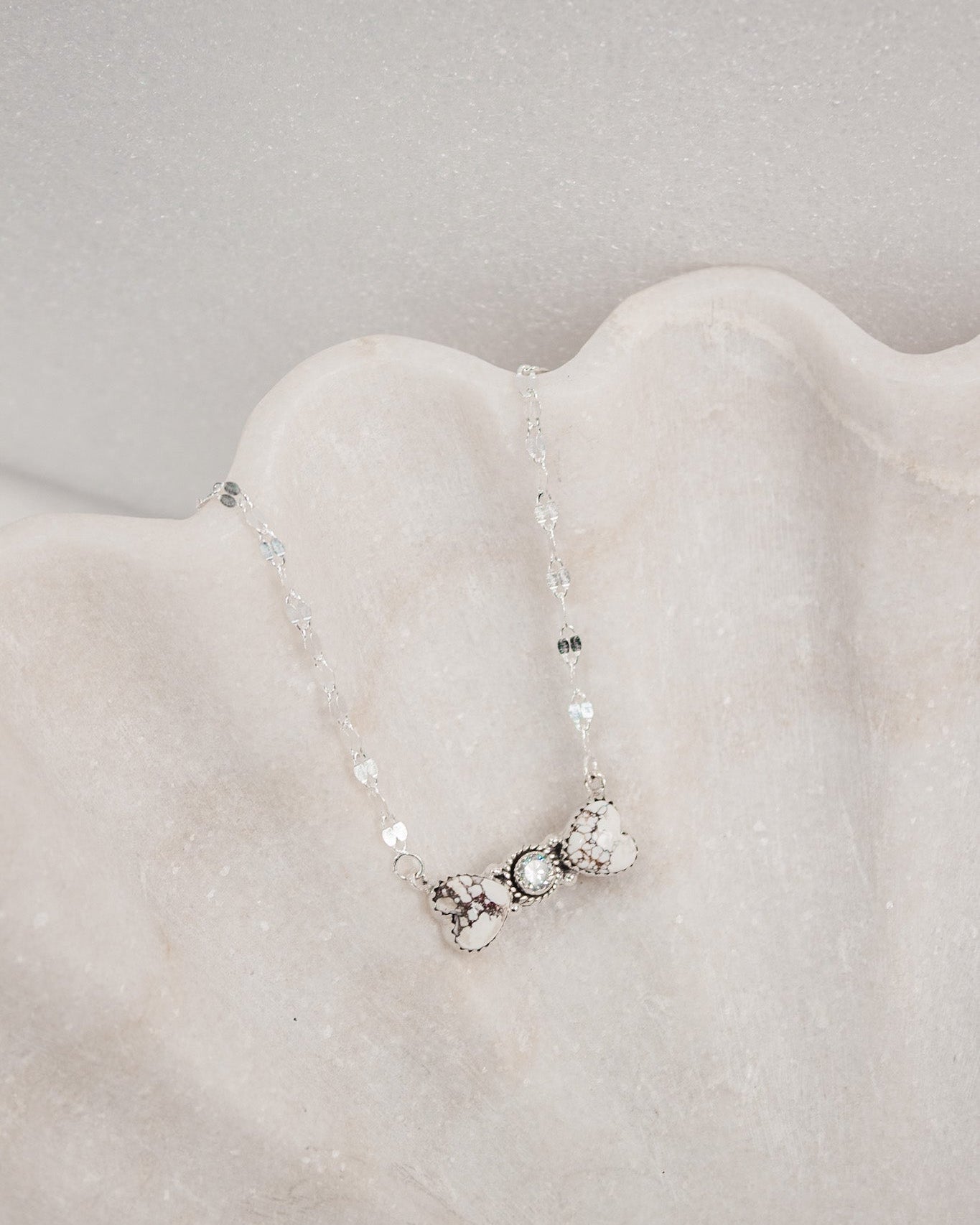 Bohemian Bow Bliss Sterling Silver Stone Necklace-Chain Necklaces-Krush Kandy, Women's Online Fashion Boutique Located in Phoenix, Arizona (Scottsdale Area)