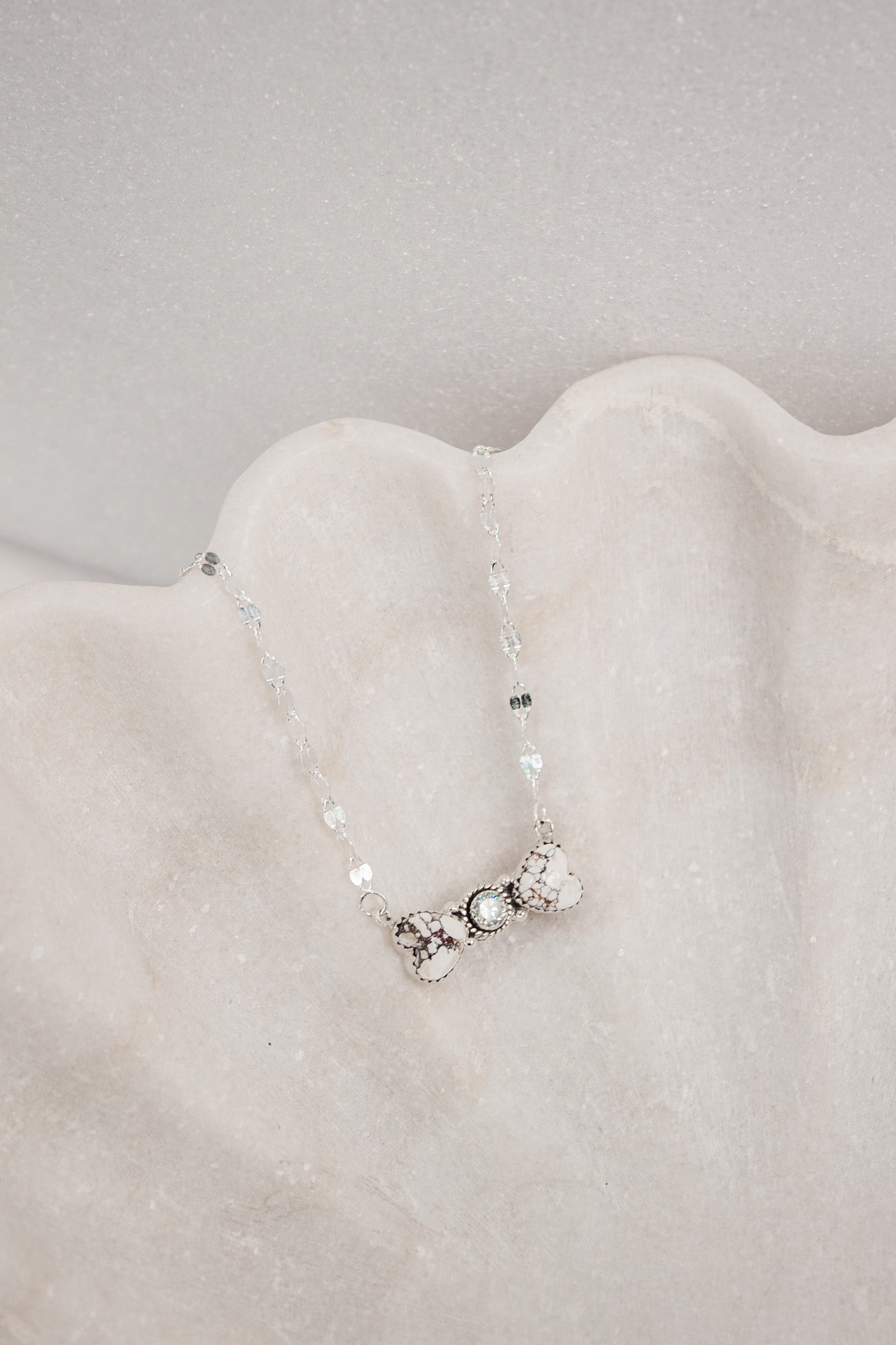 Bohemian Bow Bliss Sterling Silver Stone Necklace-Chain Necklaces-Krush Kandy, Women's Online Fashion Boutique Located in Phoenix, Arizona (Scottsdale Area)