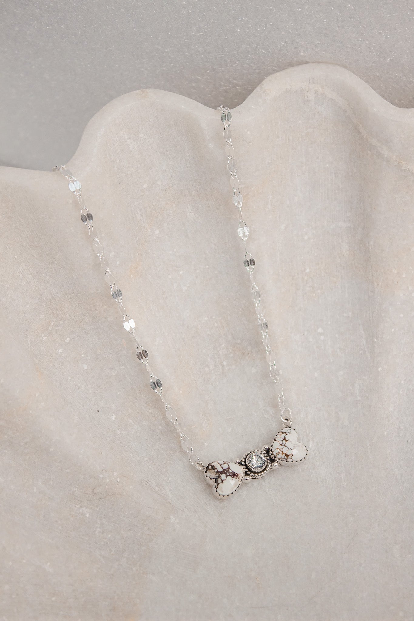 Bohemian Bow Bliss Sterling Silver Stone Necklace-Chain Necklaces-Krush Kandy, Women's Online Fashion Boutique Located in Phoenix, Arizona (Scottsdale Area)