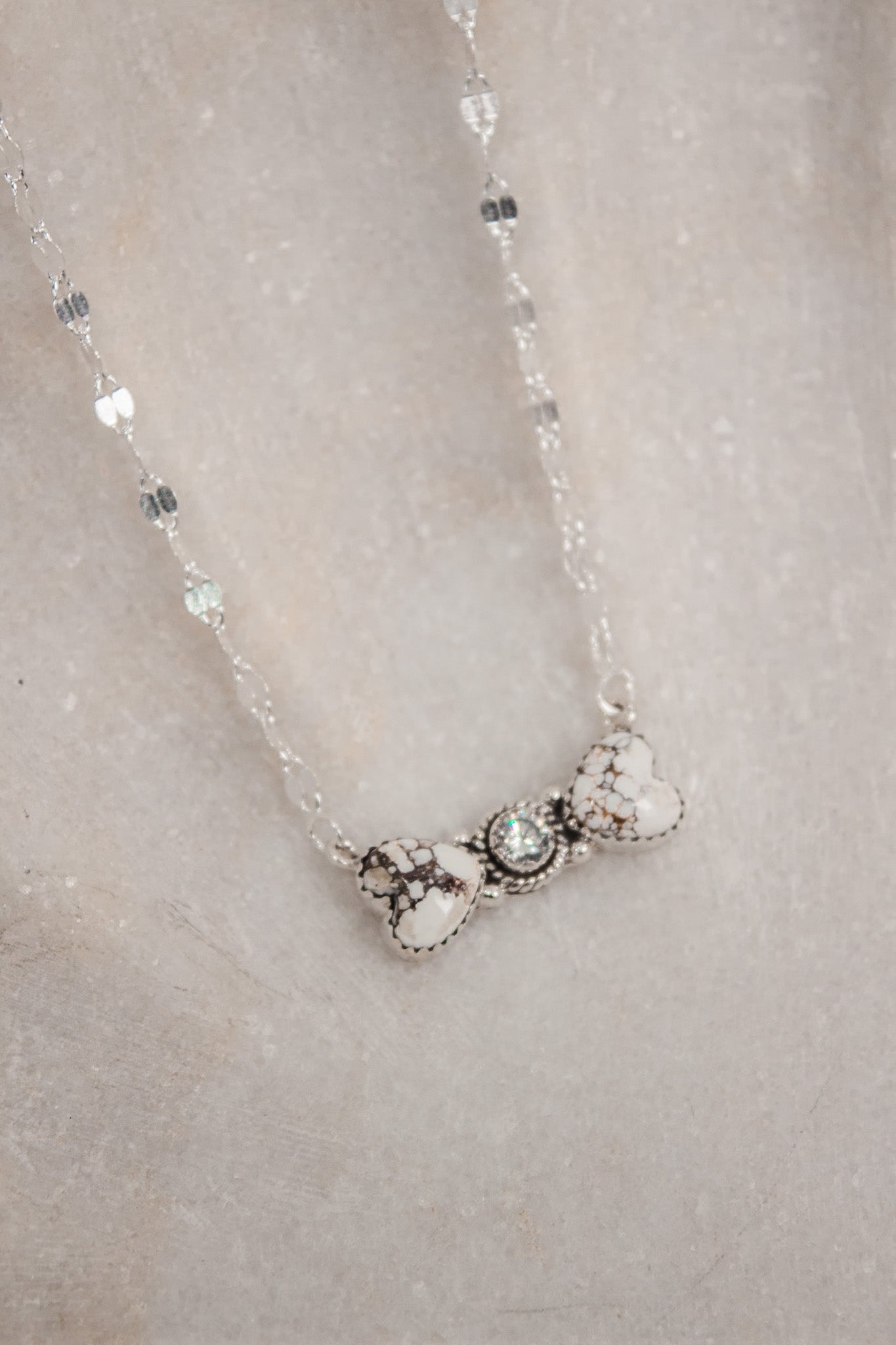 Bohemian Bow Bliss Sterling Silver Stone Necklace-Chain Necklaces-Krush Kandy, Women's Online Fashion Boutique Located in Phoenix, Arizona (Scottsdale Area)