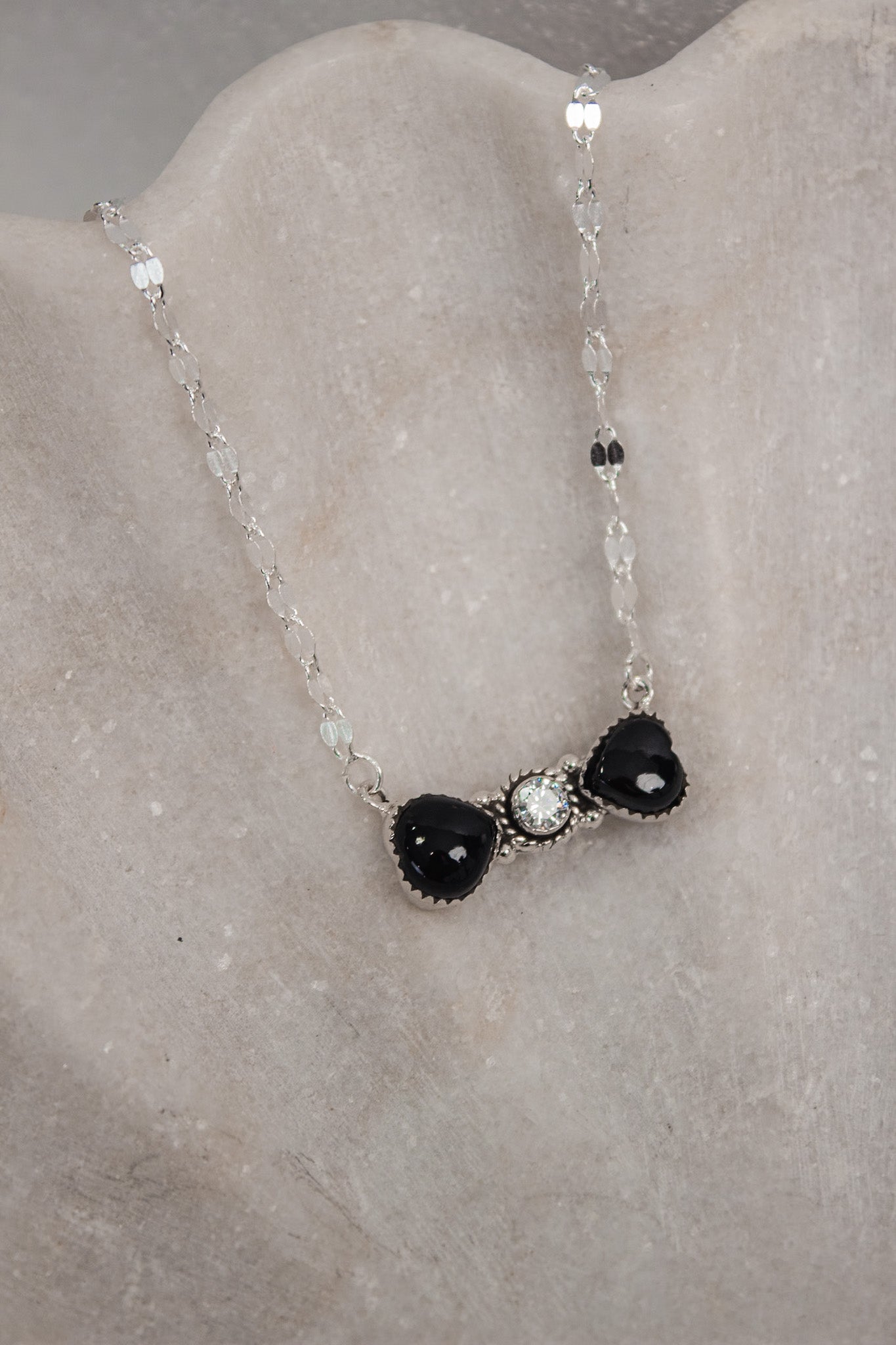 Bohemian Bow Bliss Sterling Silver Stone Necklace-Chain Necklaces-Krush Kandy, Women's Online Fashion Boutique Located in Phoenix, Arizona (Scottsdale Area)