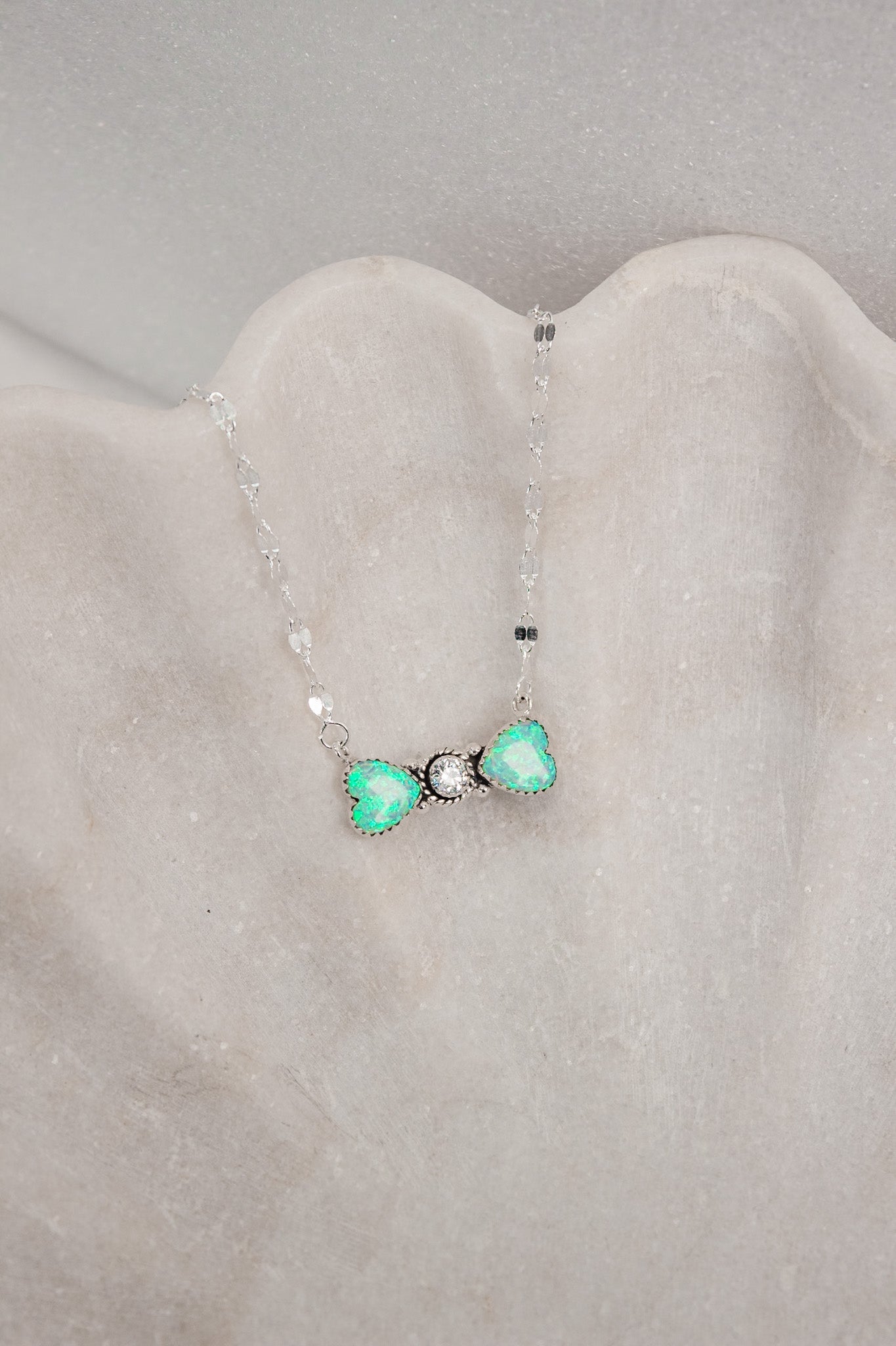 Bohemian Bow Bliss Sterling Silver Stone Necklace-Chain Necklaces-Krush Kandy, Women's Online Fashion Boutique Located in Phoenix, Arizona (Scottsdale Area)