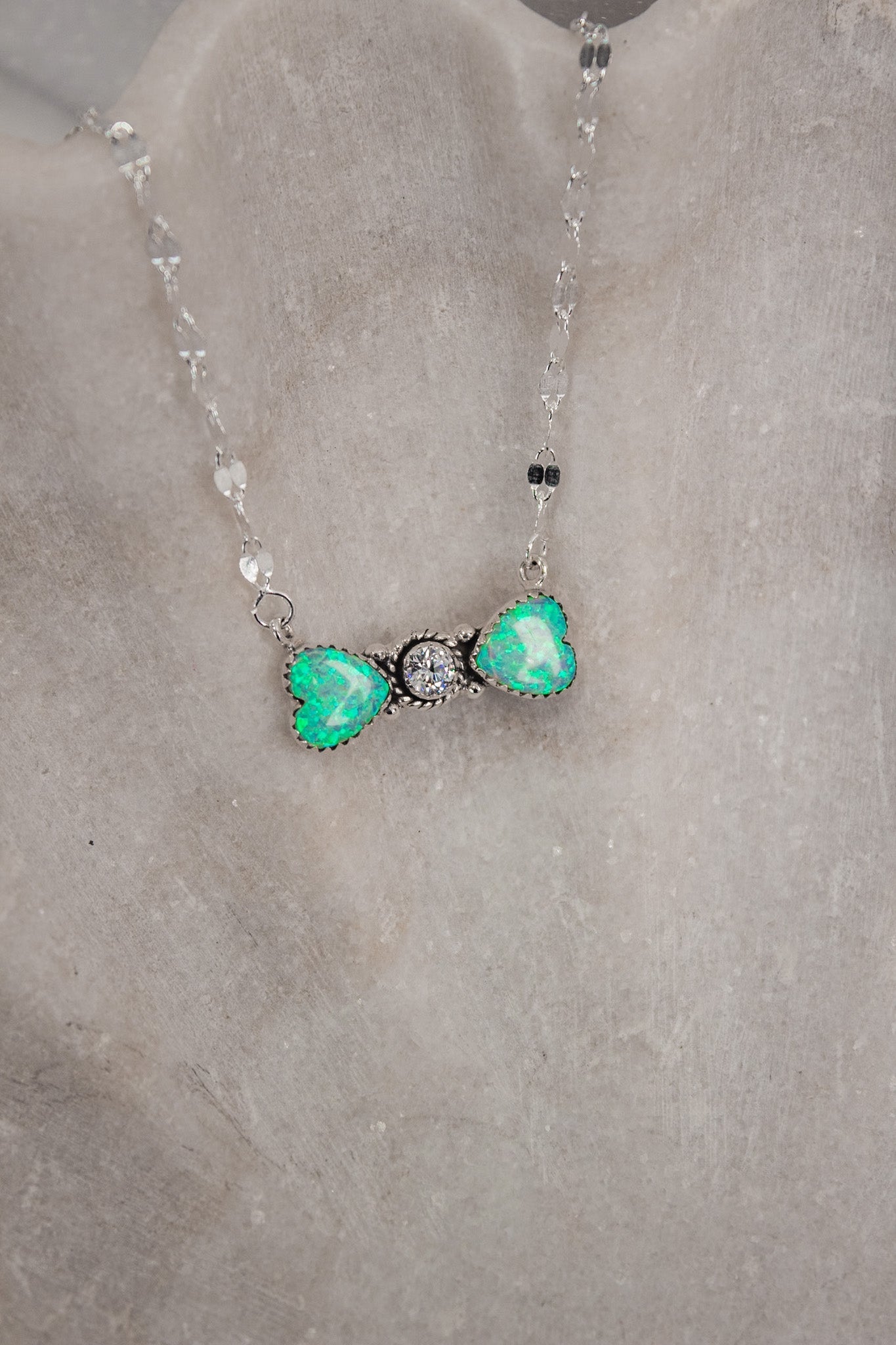 Bohemian Bow Bliss Sterling Silver Stone Necklace-Chain Necklaces-Krush Kandy, Women's Online Fashion Boutique Located in Phoenix, Arizona (Scottsdale Area)