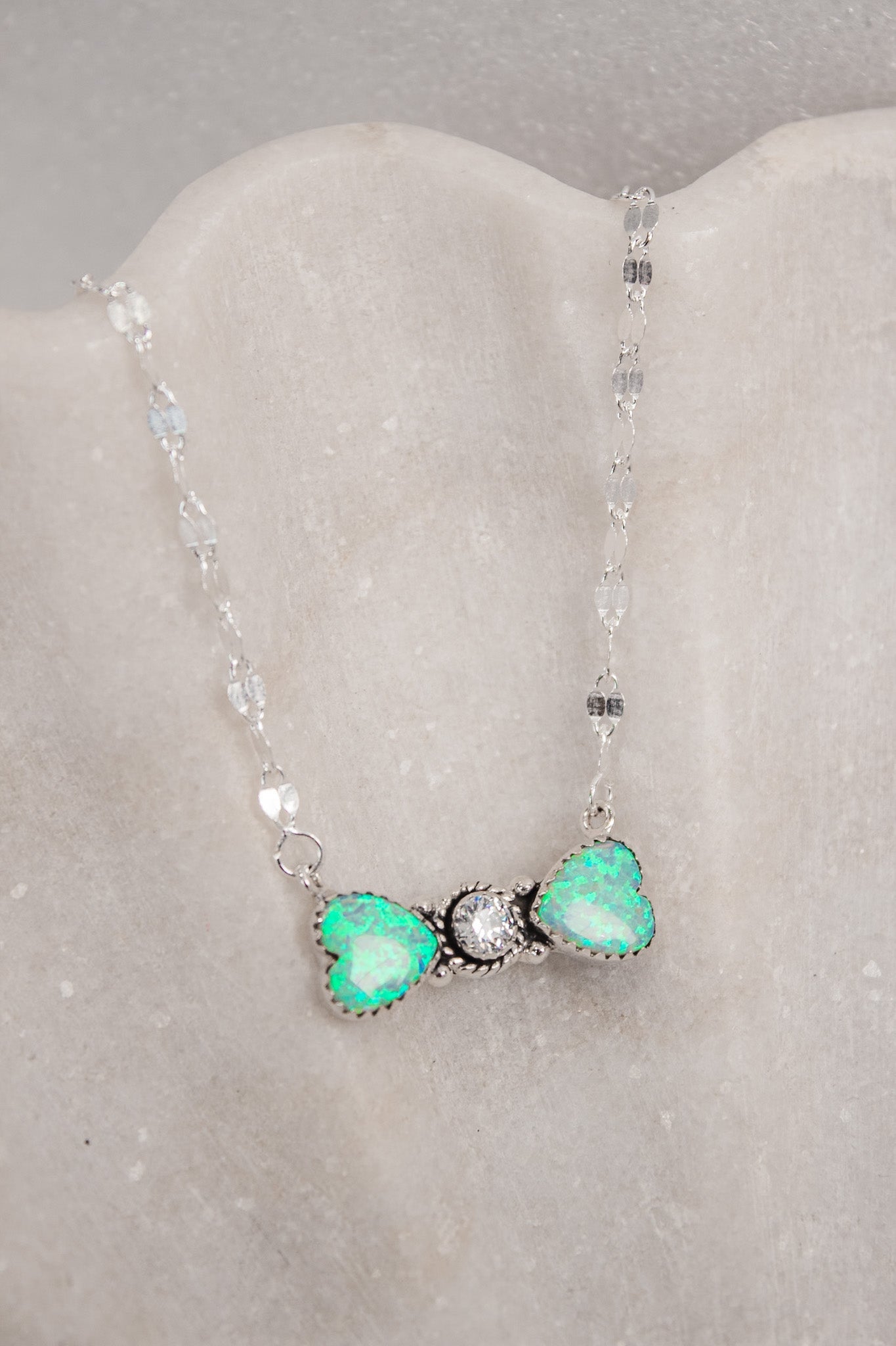 Bohemian Bow Bliss Sterling Silver Stone Necklace-Chain Necklaces-Krush Kandy, Women's Online Fashion Boutique Located in Phoenix, Arizona (Scottsdale Area)