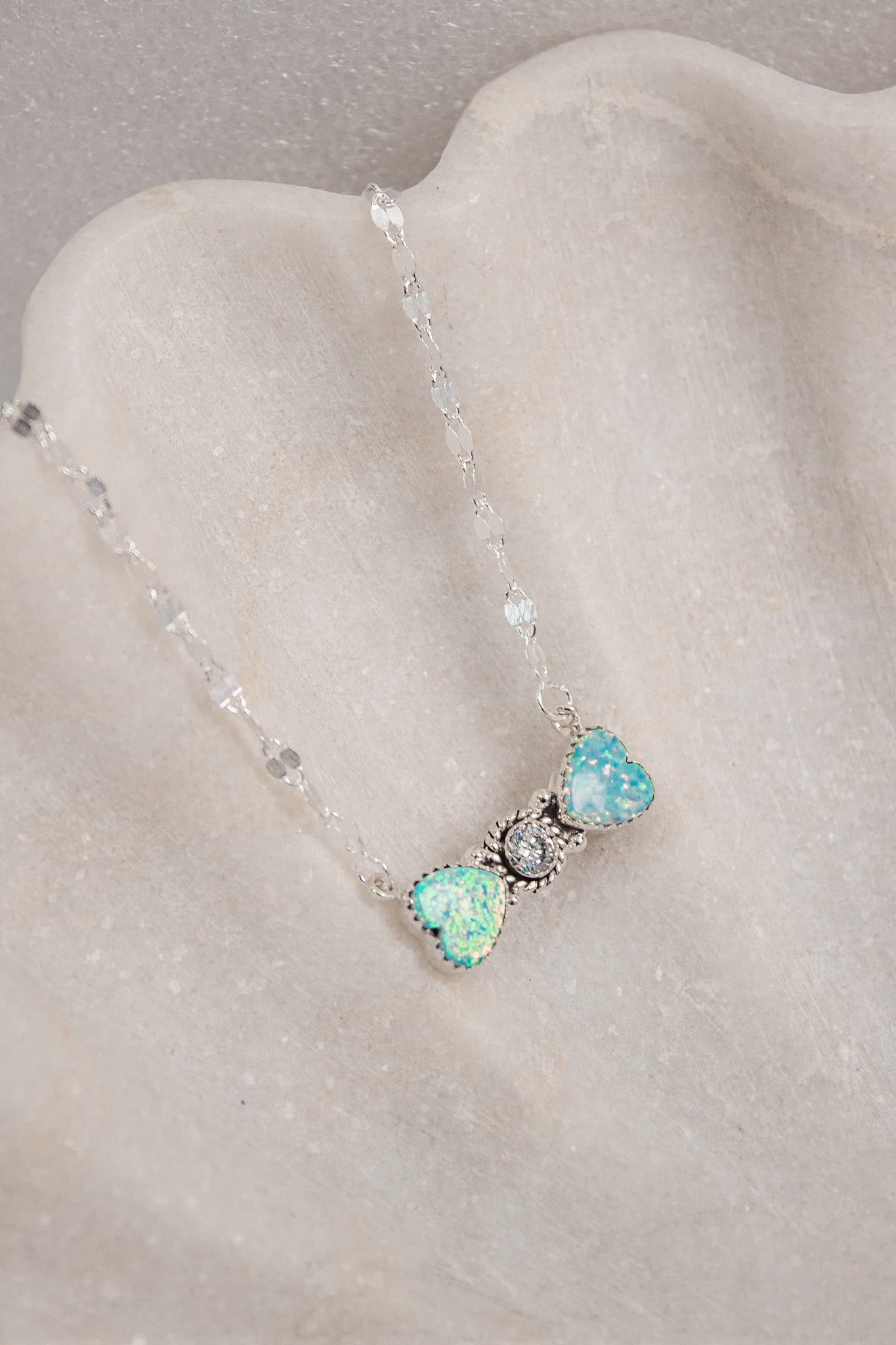 Bohemian Bow Bliss Sterling Silver Stone Necklace-Chain Necklaces-Krush Kandy, Women's Online Fashion Boutique Located in Phoenix, Arizona (Scottsdale Area)